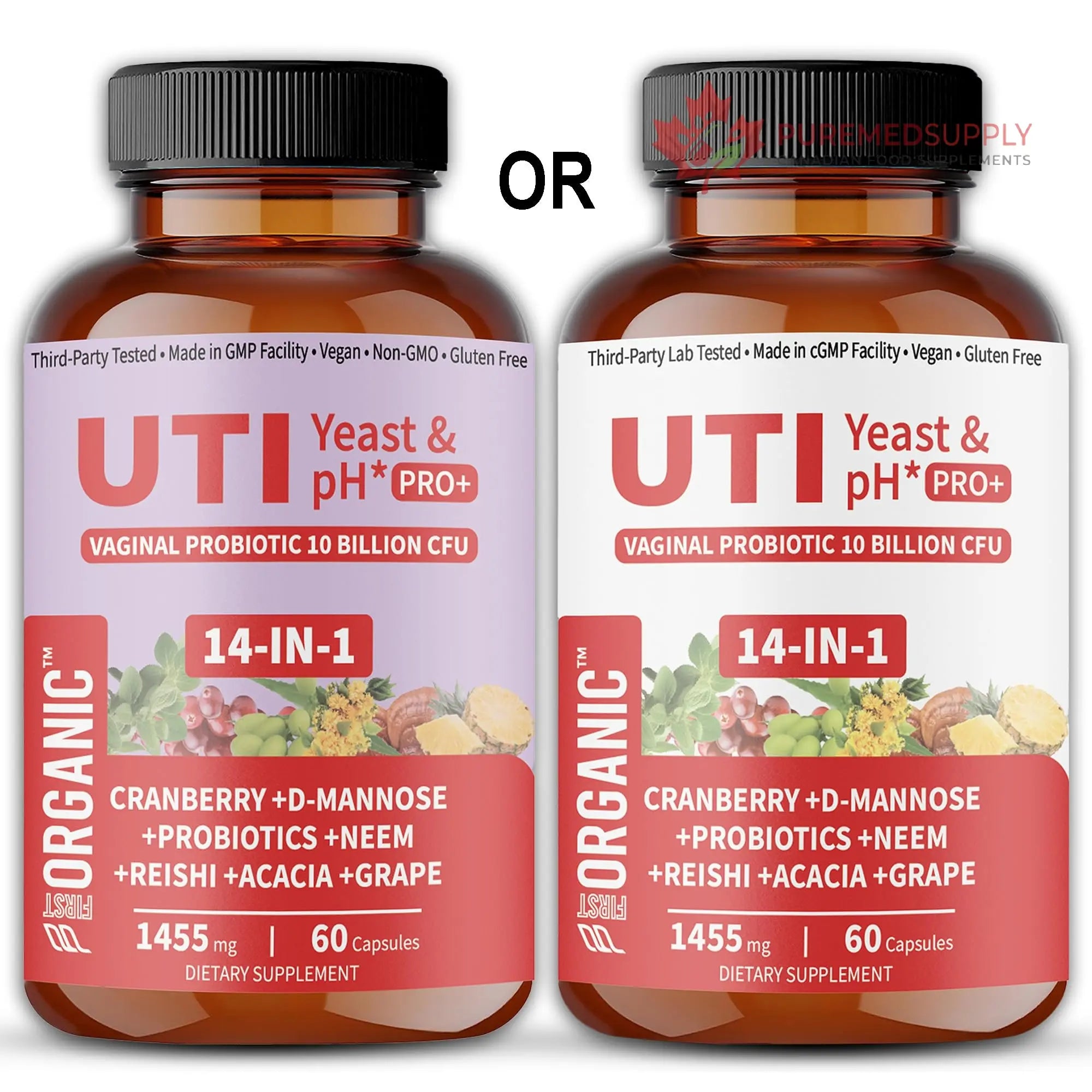 UTI Flora & Odor Pro+ & UTI Yeast & pH Pro+ | Pack of 2 | Vaginal Probiotics for Feminine Hydration & Freshness Support | Third-party Tested, cGMP Facility, Vegan, Non-GMO, Gluten-Free | 60+60 Caps FIRSTORGANIC buy supplements canada
