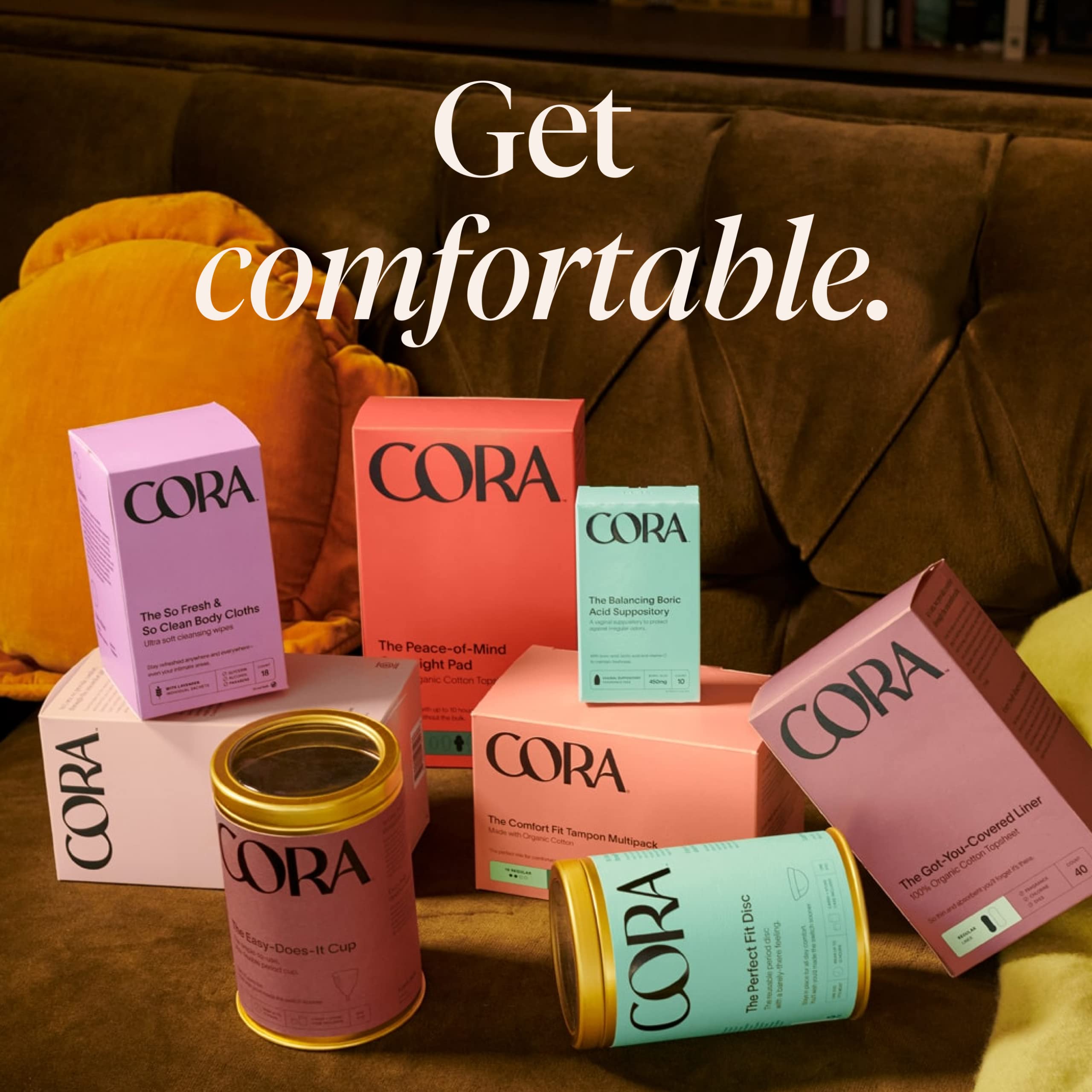Cora Period Long Liners | 100% Organic Cotton Topsheet | Ultra Thin, Quick Absorbency Cora buy supplements canada