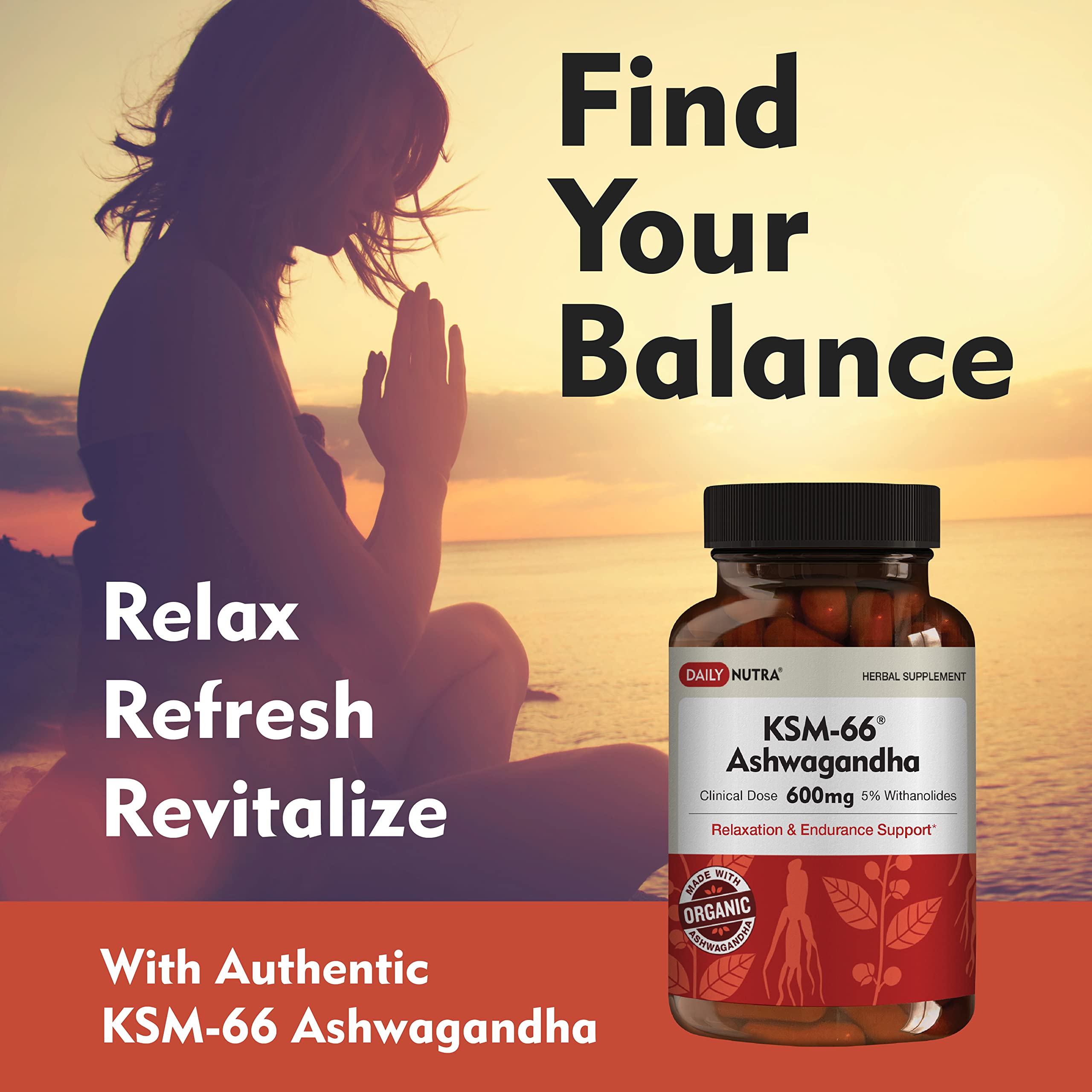 DailyNutra KSM-66 Ashwagandha 600mg Organic Root Extract - High Potency Supplement DailyNutra buy supplements canada