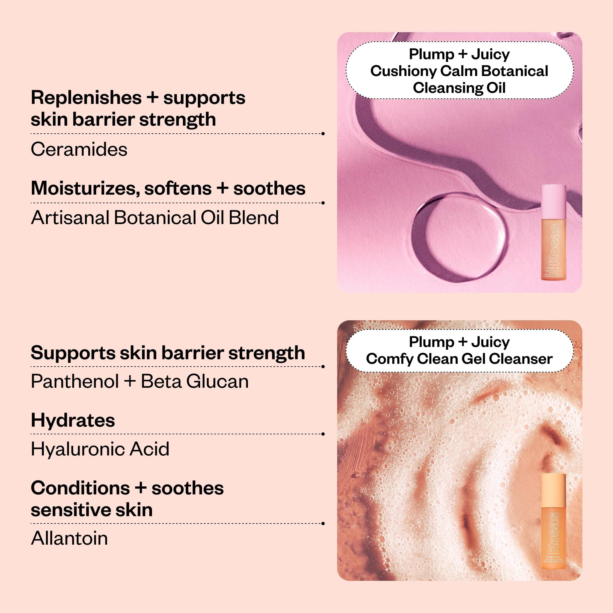 Kosas Mini Plump + Juicy Double Cleansing System — Botanical Oil Cleanser + Gel Cleanser Set, Soap & Sulfate Free, Hydrating Makeup Remover for All Skin Types Kosas buy supplements canada