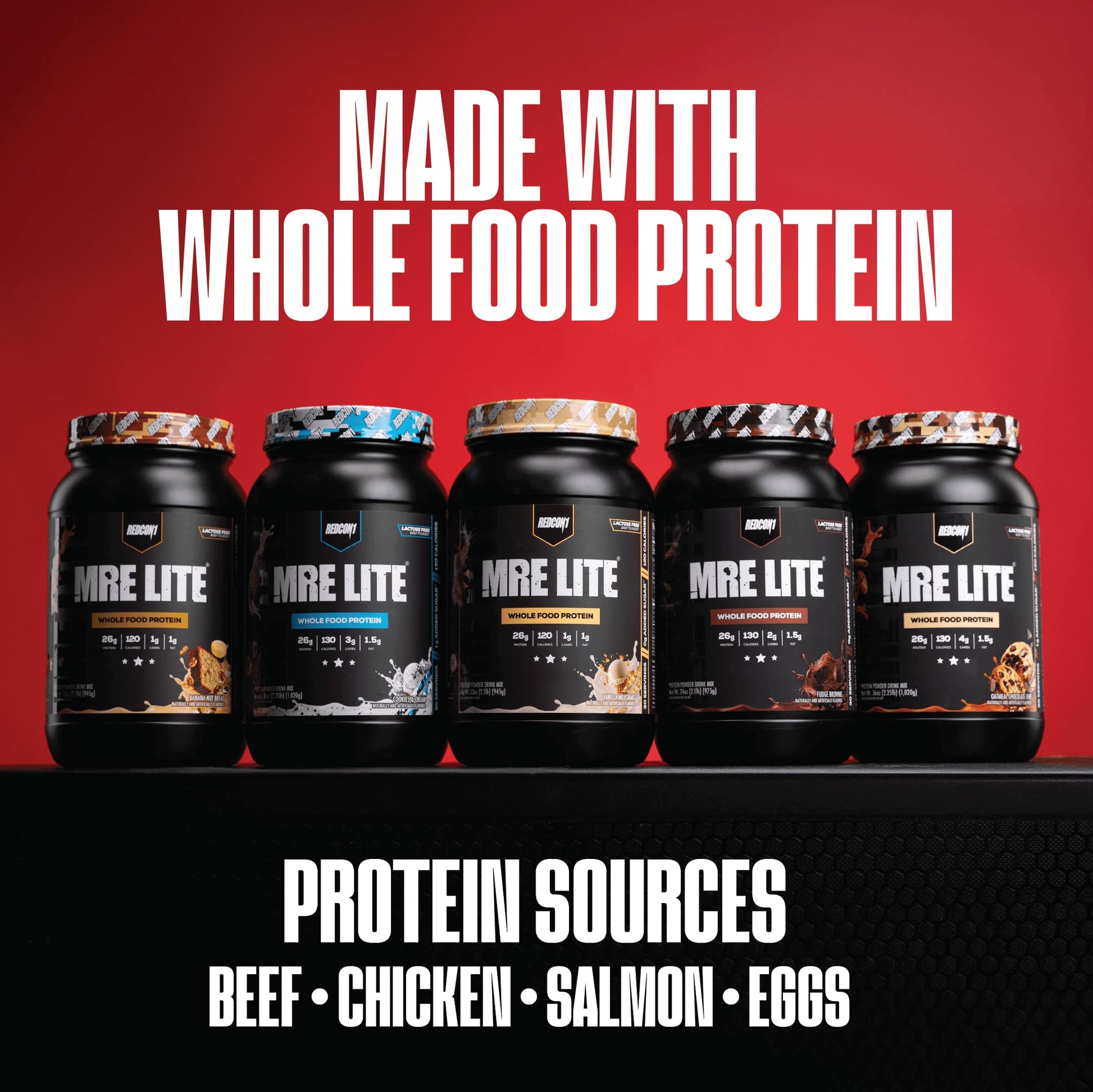 REDCON1 MRE LITE Whole Food Protein Powder, Vanilla Milkshake - Lactose Free & Sugar Free Meal Replacement with Animal Protein Blends - Easy to Digest Formula - Only 1g Carb per Serving (30 Servings) REDCON1 buy supplements canada