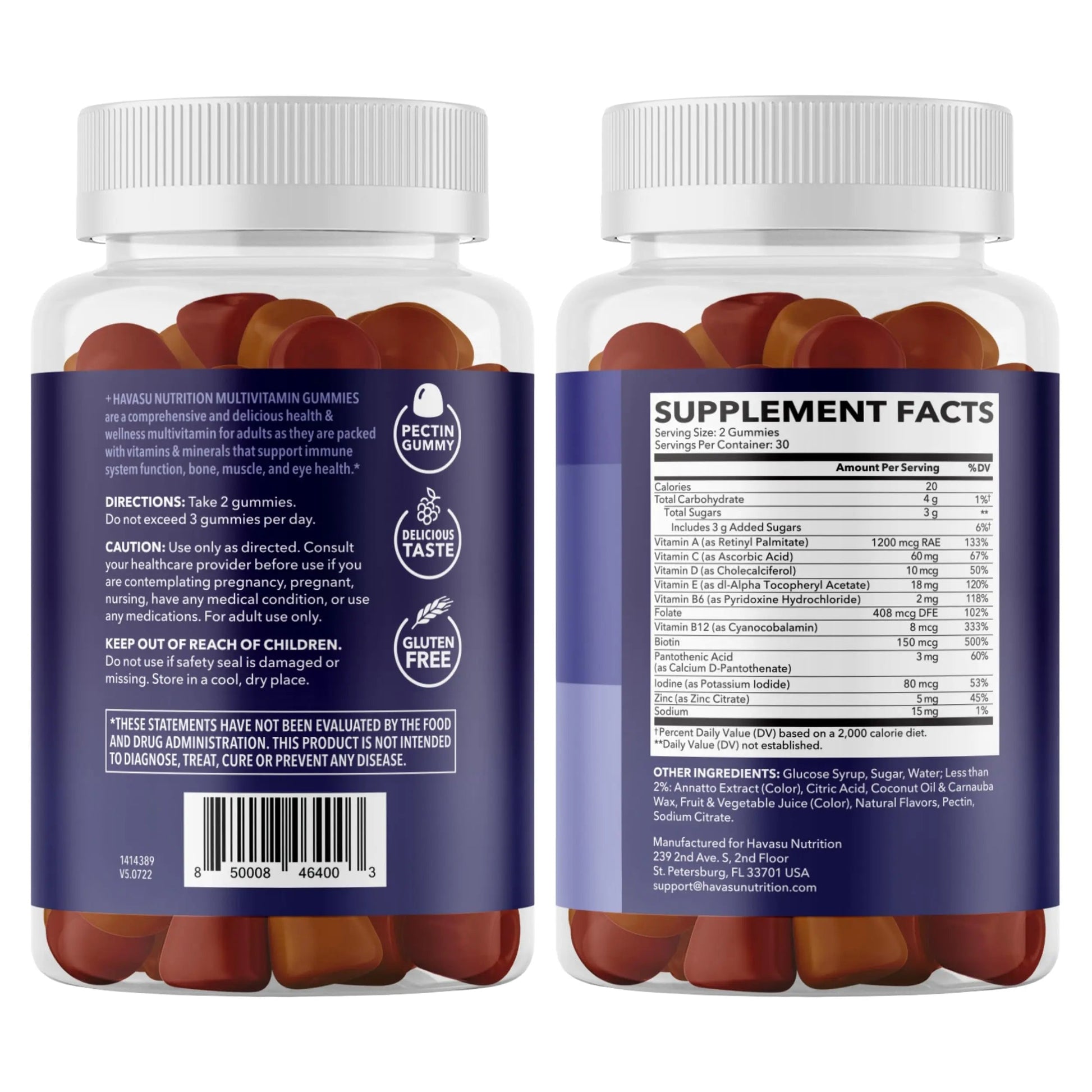 Multivitamin Gummies for Adults - Daily Gummy with Vitamin C, D, and Zinc for Men and Women - 60 Count - GLP-1 Nutritional Support HAVASU NUTRITION buy supplements canada