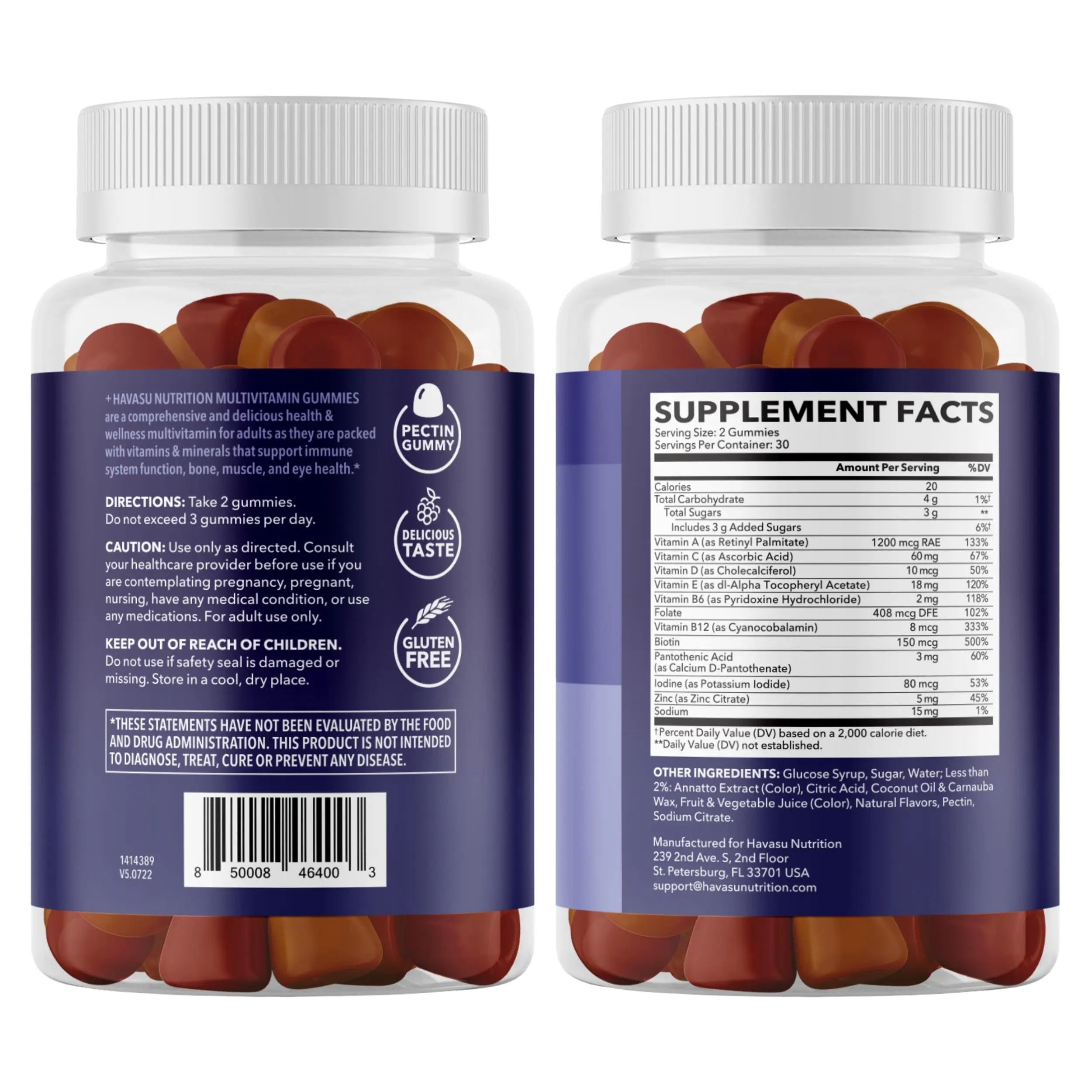 Multivitamin Gummies for Adults - Daily Gummy with Vitamin C, D, and Zinc for Men and Women - 60 Count - GLP-1 Nutritional Support HAVASU NUTRITION buy supplements canada