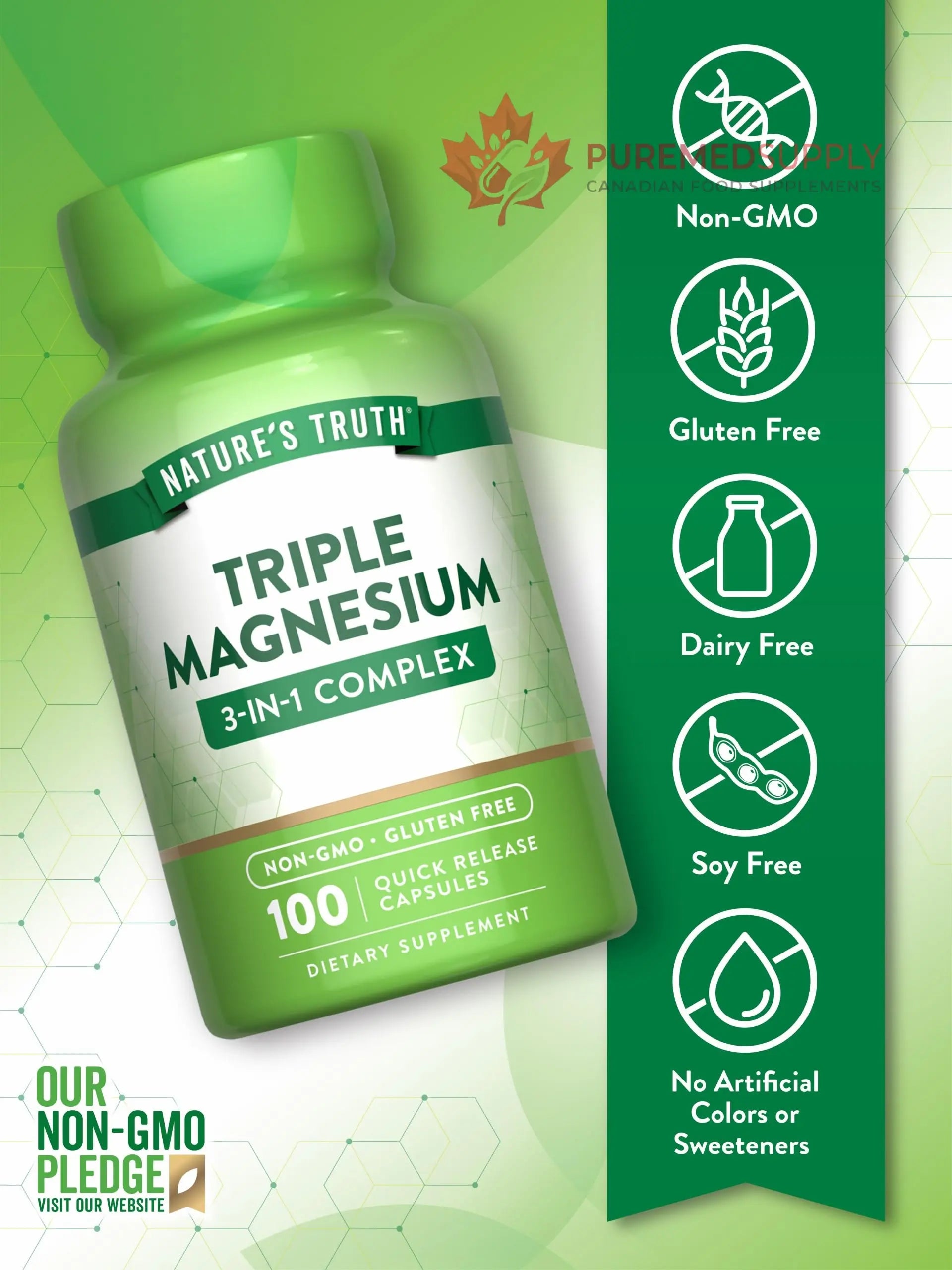 Nature's Truth Triple Magnesium Complex Supplement | 100 Capsules | 420 mg Magnesium Oxide, Citrate & Aspartate | Non-GMO & Gluten Free Nature's Truth buy supplements canada