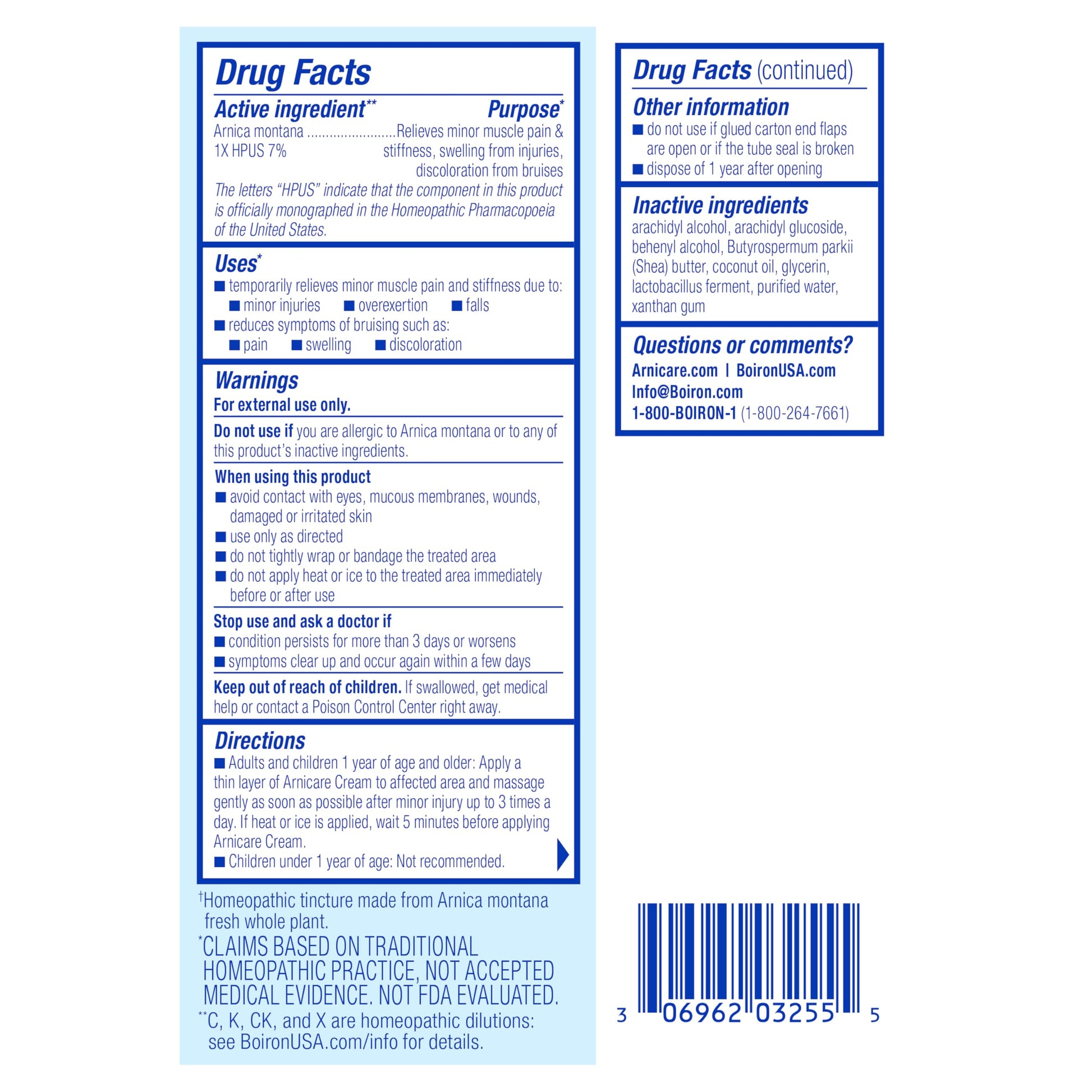 Boiron Arnicare Cream for Relief for Joint Pain, Muscle Pain, Muscle Soreness, and Swelling from Bruises or Injury - Fast Absorbing and Fragrance-Free - 1.3 oz Boiron buy supplements canada