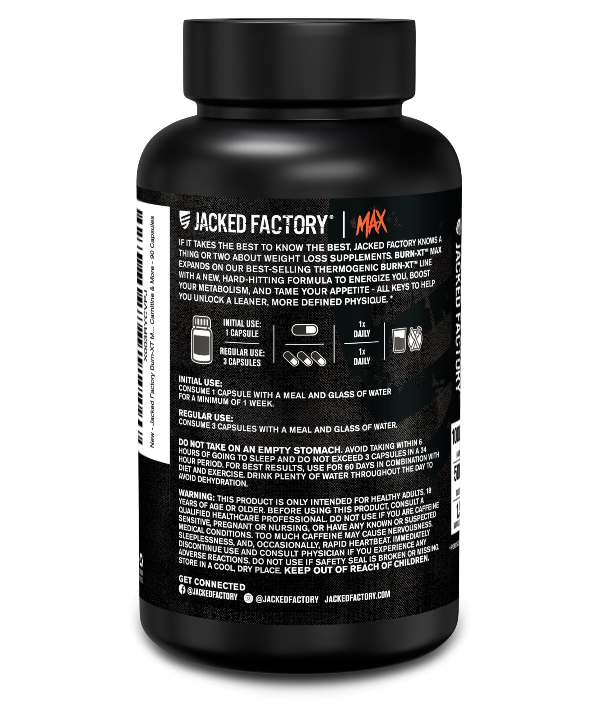 Jacked Factory Burn-XT Max - High-Performance Thermogenic Fat Burner & Appetite Suppressant for Weight Loss w/PurCaf Organic Caffeine, MitoBurn, Green Tea Jacked Factory buy supplements canada