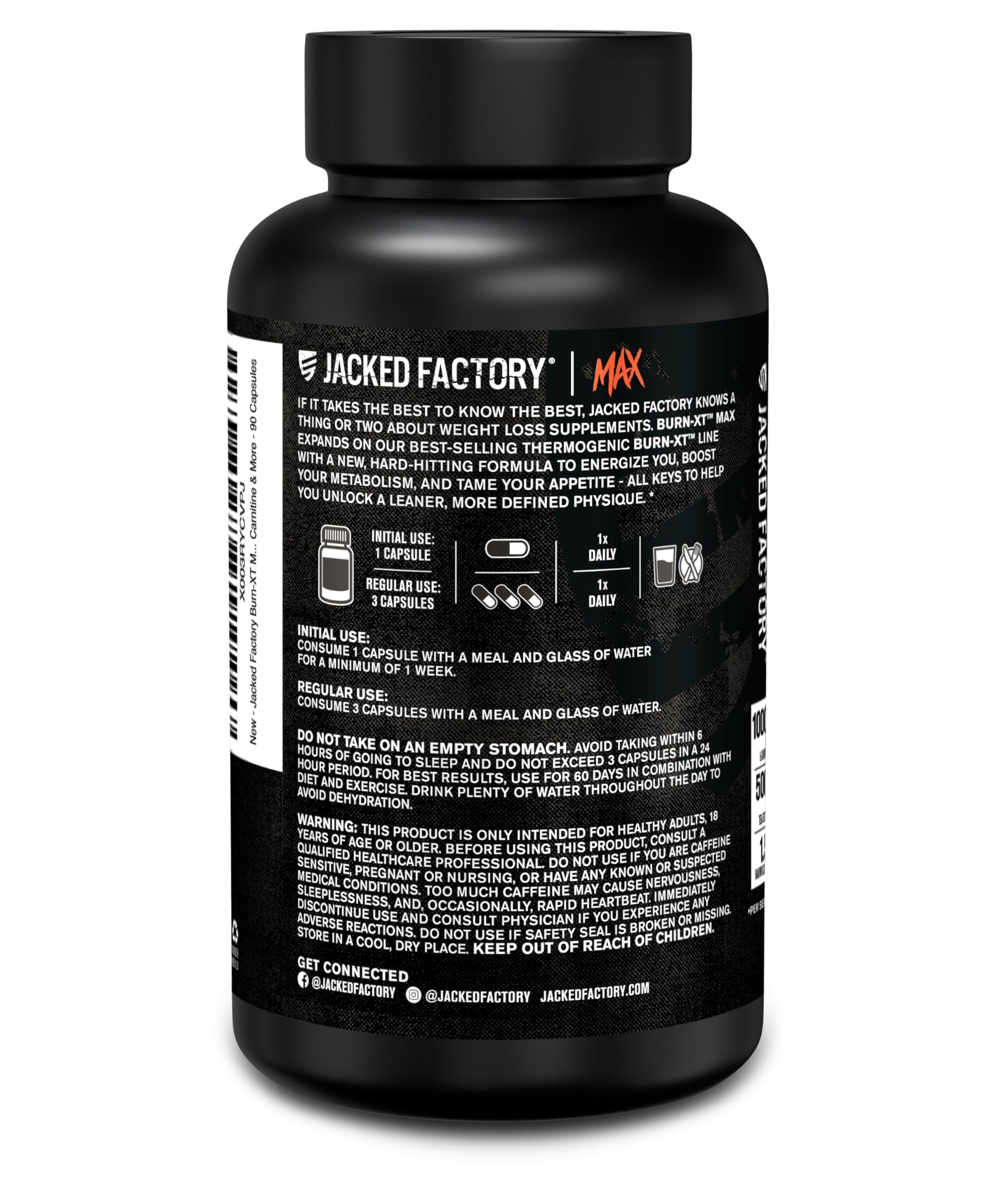 Jacked Factory Burn-XT Max - High-Performance Thermogenic Fat Burner & Appetite Suppressant for Weight Loss w/PurCaf Organic Caffeine, MitoBurn, Green Tea Jacked Factory buy supplements canada