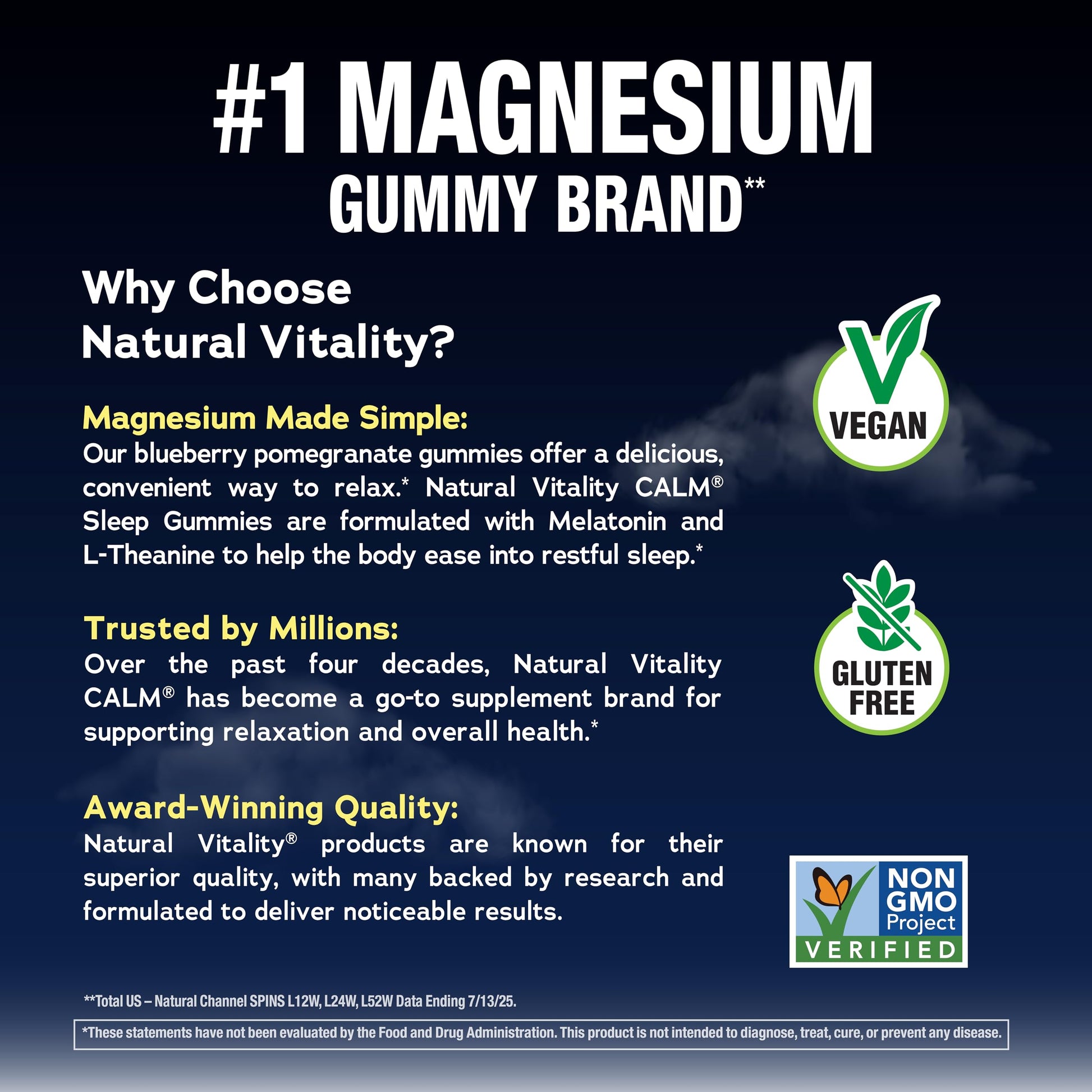 Natural Vitality SLEEP Gummies, Magnesium Supplement With Melatonin and L-Theanine, Vegan, Gluten Free, Helps the Body Ease Into Sleep Natural Vitality buy supplements canada