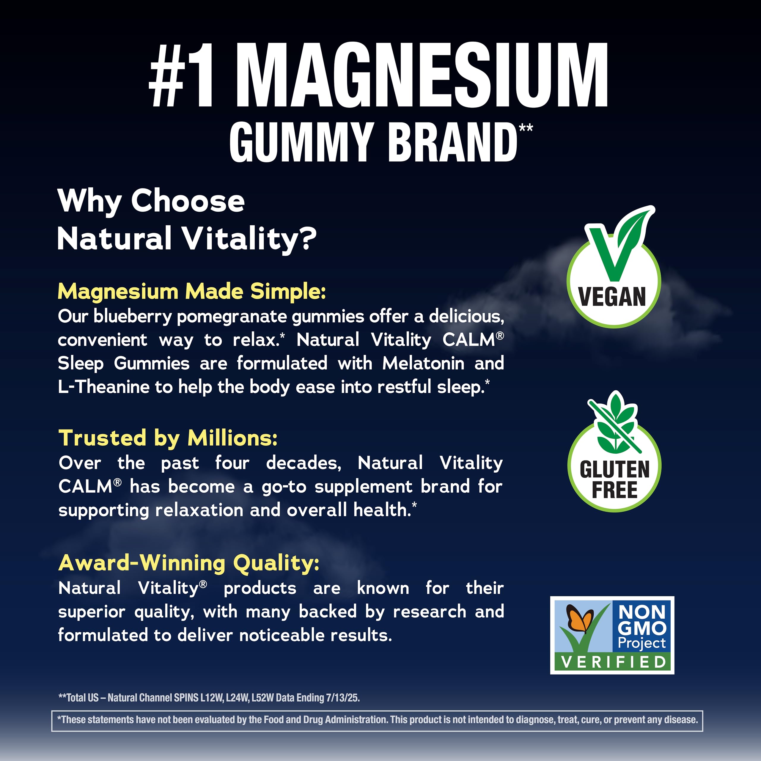 Natural Vitality SLEEP Gummies, Magnesium Supplement With Melatonin and L-Theanine, Vegan, Gluten Free, Helps the Body Ease Into Sleep Natural Vitality buy supplements canada