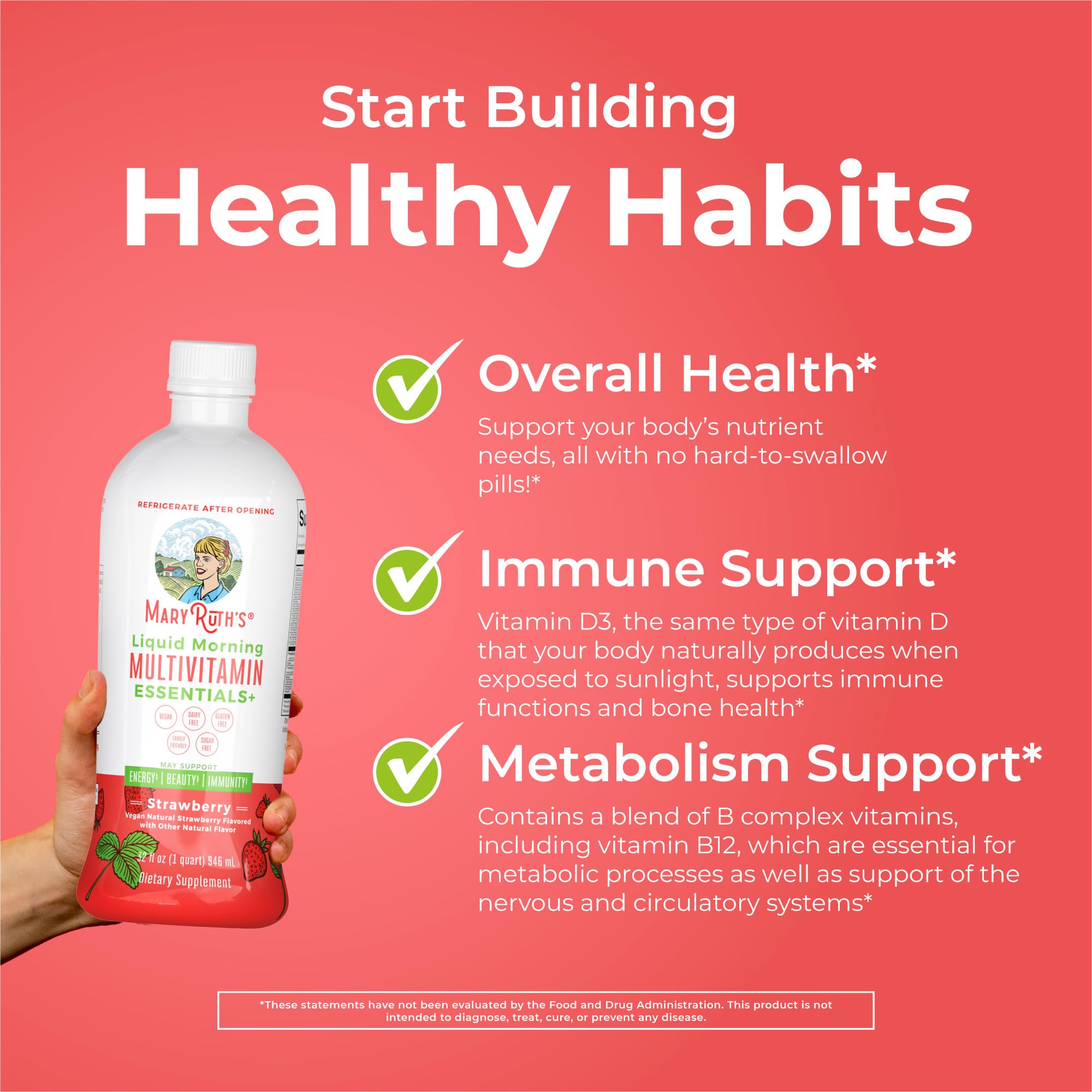 MaryRuth's Liquid Morning Multivitamin Essentials+ | Vitamin A C D E B6 B12 K2 Biotin Zinc | Mens Womens Multivitamin | Immune Support | Beauty | Sugar Free | Vitamins for Ages 1+ | Vegan | 32 Fl Oz MARYRUTH'S buy supplements canada