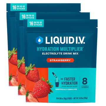 Liquid I.V.® Hydration Multiplier - Strawberry | Electrolyte Powder Drink Mix | 3 Pack (48 Servings) Liquid I.V. buy supplements canada