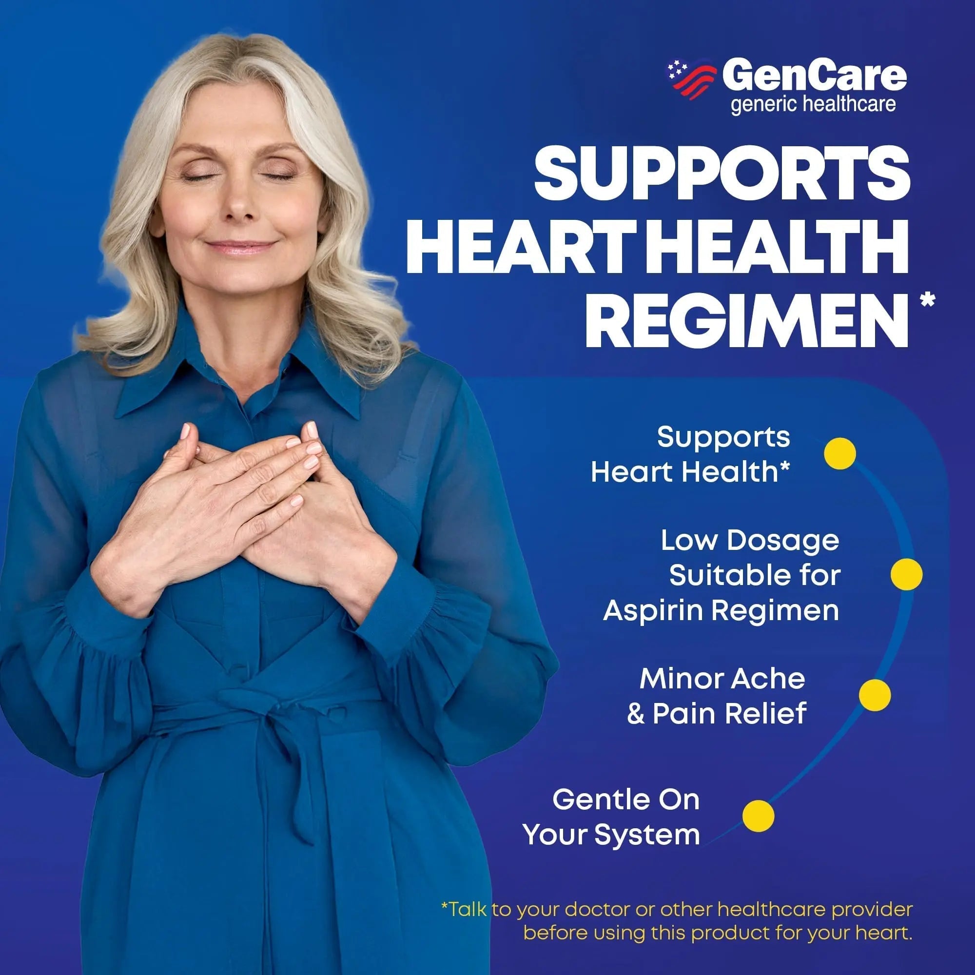GenCare - Low Dose Aspirin 81mg for Adults Coated (NSAID) 500 Tablets | Adult Low Dose | Enteric Coated Aspirin Pills | Muscle Pain & Menstrual Pain Relief | Fever Reducer | Generic Bayer GenCare buy supplements canada