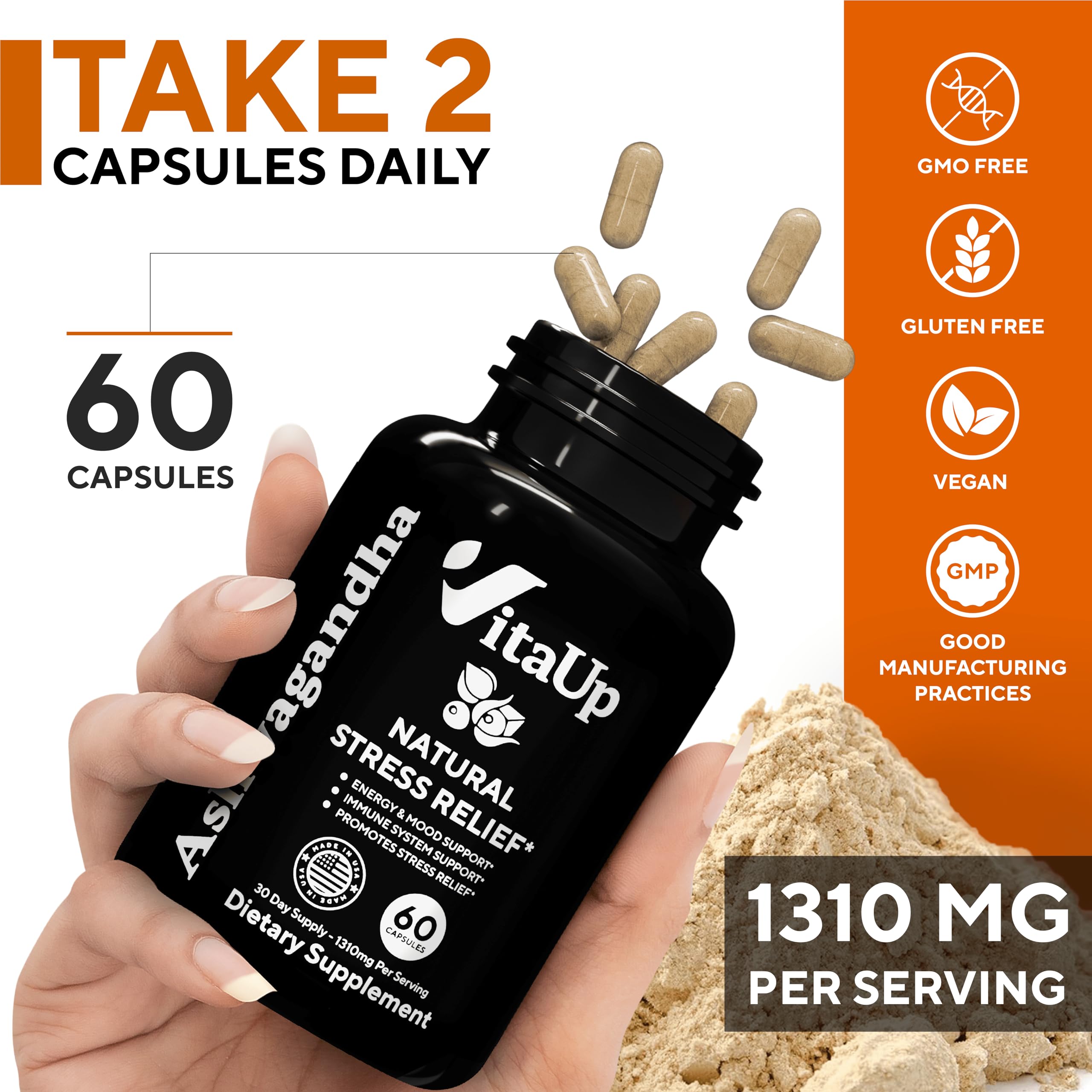 VitaUp Organic Ashwagandha Capsules 1310 mg - USA Made Ashwagandha Supplements VitaUp buy supplements canada