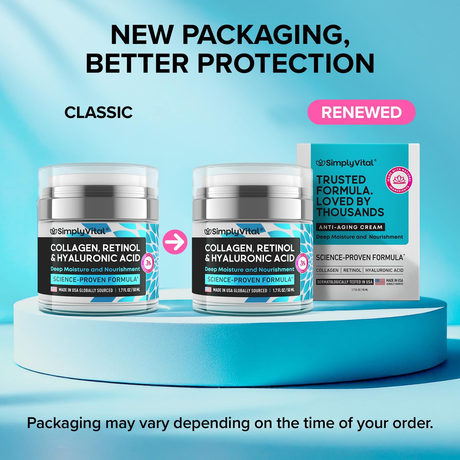 Anti-Aging Face Moisturizer with Retinol, Collagen & Hyaluronic Acid - Made in USA SimplyVital buy supplements canada