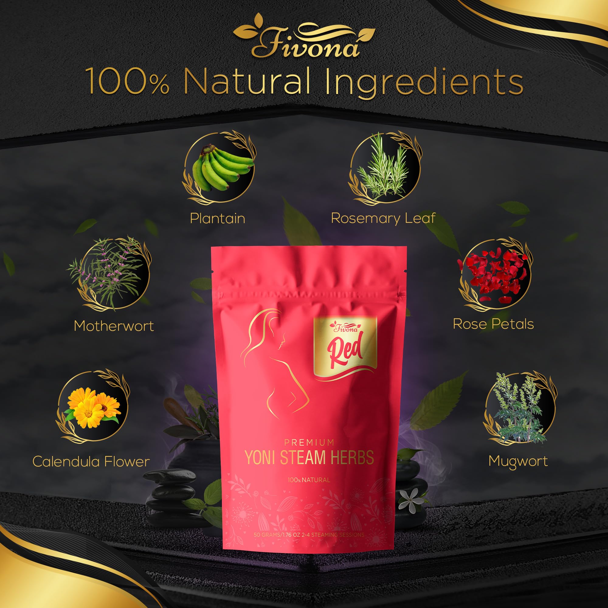 Fivona 4-in-1 Feminine Care Kit, Yoni Oil, Yoni Soap, Yoni Steaming Pot and Red Premium V Steam Herbs FIVONA buy supplements canada