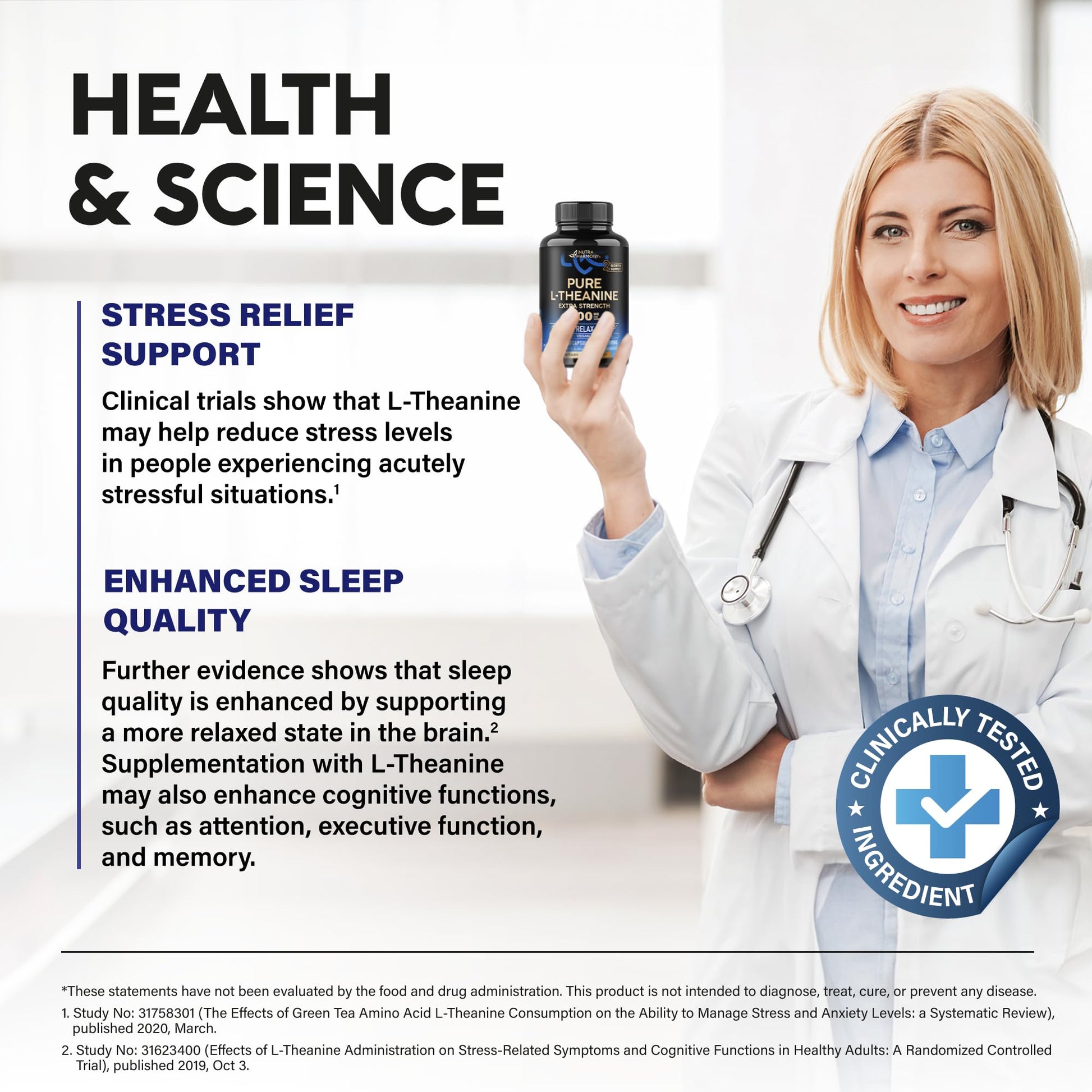 L Theanine 400 mg | L-Theanine Stress Relief | Extra Strength Supplement | Made in USA | Relaxation, Sleep & Calm Support | For Men & Women | Plant Based NUTRAHARMONY buy supplements canada