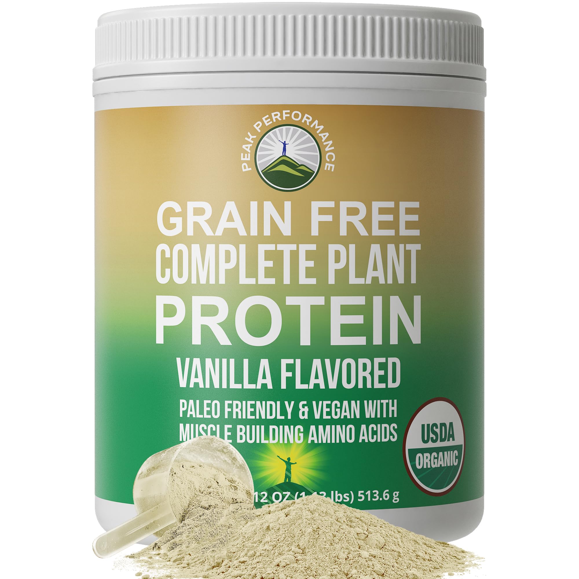 Peak Performance Organic Paleo Grain Free Plant Based Raw Vegan Protein Powder. Amazing Amino Acid Profile and Less Than 1g of Sugar. with Hemp and Pea Protein Vanilla Flavored Peak Performance buy supplements canada