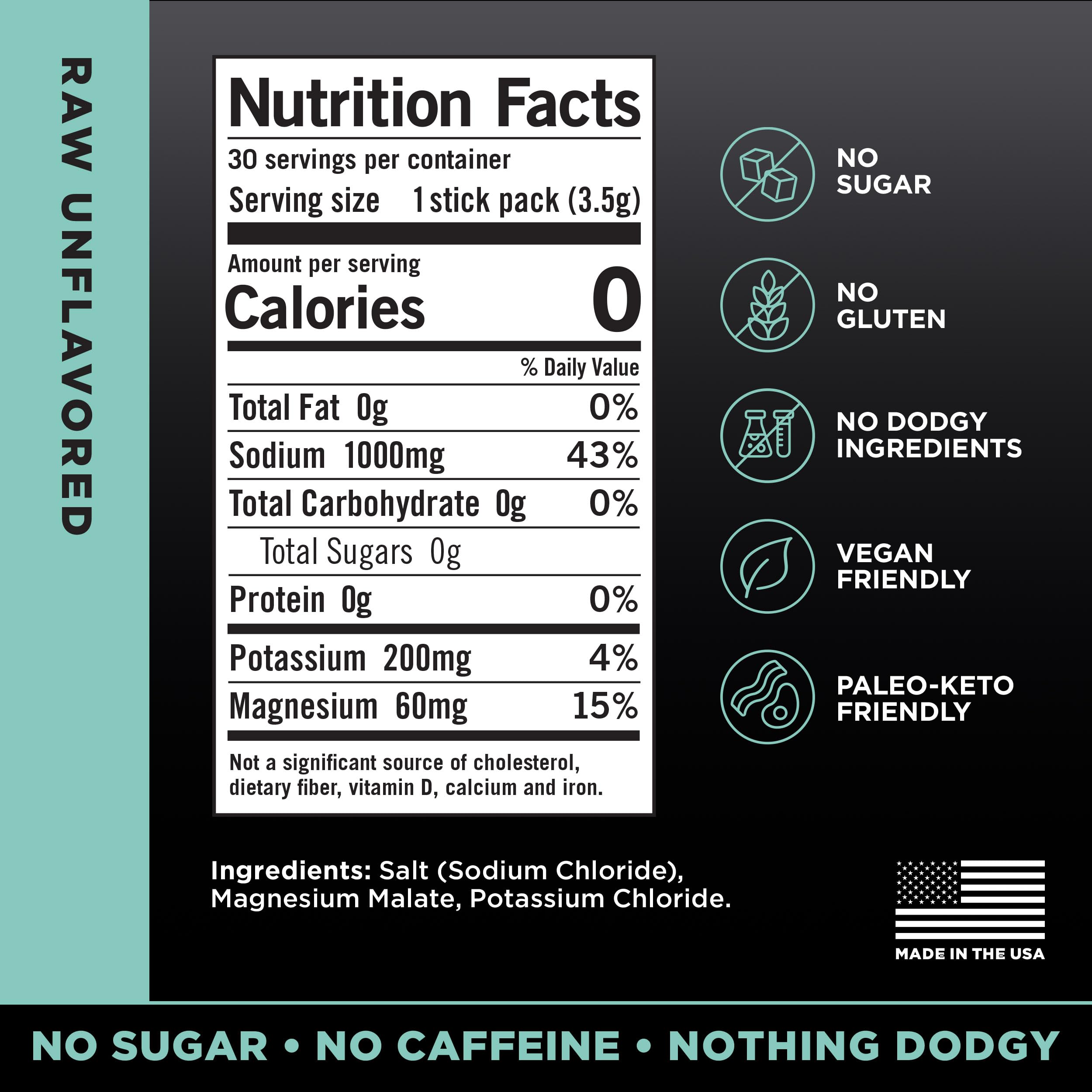 LMNT Zero Sugar Electrolytes - Raw Unflavored Salt | Drink Mix | 30-Count Drink LMNT buy supplements canada