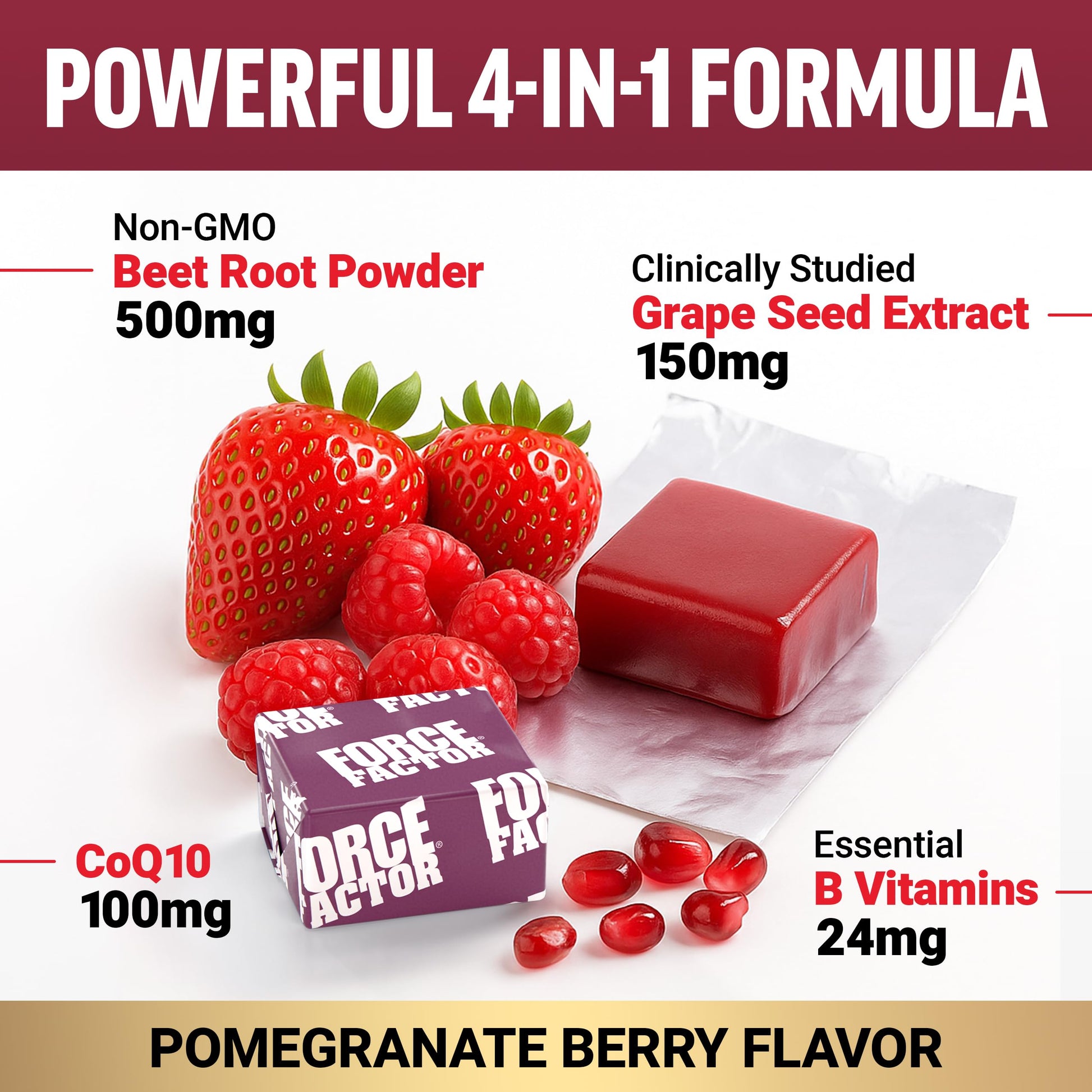 Force Factor Total Beets Ultimate Heart Health Chews for Blood Pressure Support, with Beetroot Powder, CoQ10, B Vitamins & Grapeseed Extract for Blood Flow & Energy Force Factor buy supplements canada