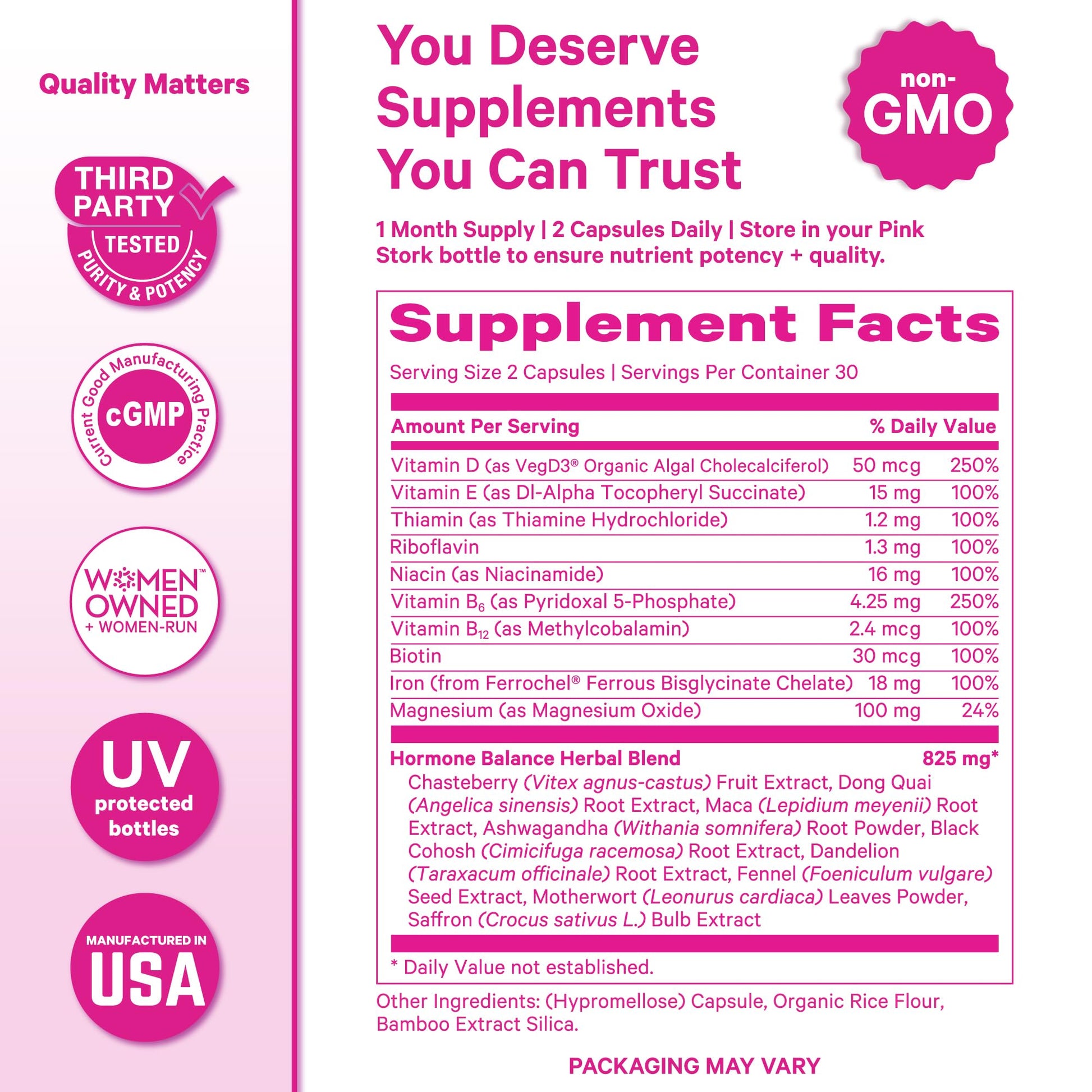 Pink Stork Hormone Balance Multivitamin for Women | 18-in-1 Vitex, Saffron, Ashwagandha, Magnesium | Mood, Energy, Cortisol, Adrenal Support | PMS, Perimenopause Support | 60 Vegan Capsules Pink Stork buy supplements canada