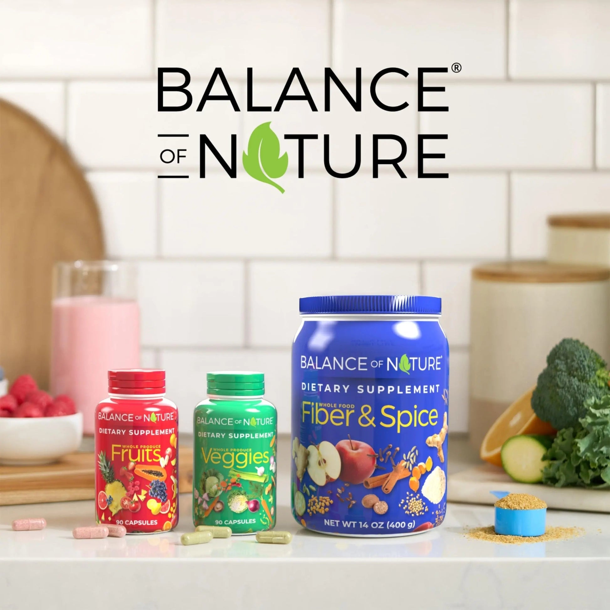 Balance of Nature Fruits & Veggies Supplements - Whole Fruit and Vegetable Ingredients for Women, Men, and Kids - 90 Fruits Capsules, 90 Veggies Capsules - 2 Sets Balance of Nature buy supplements canada