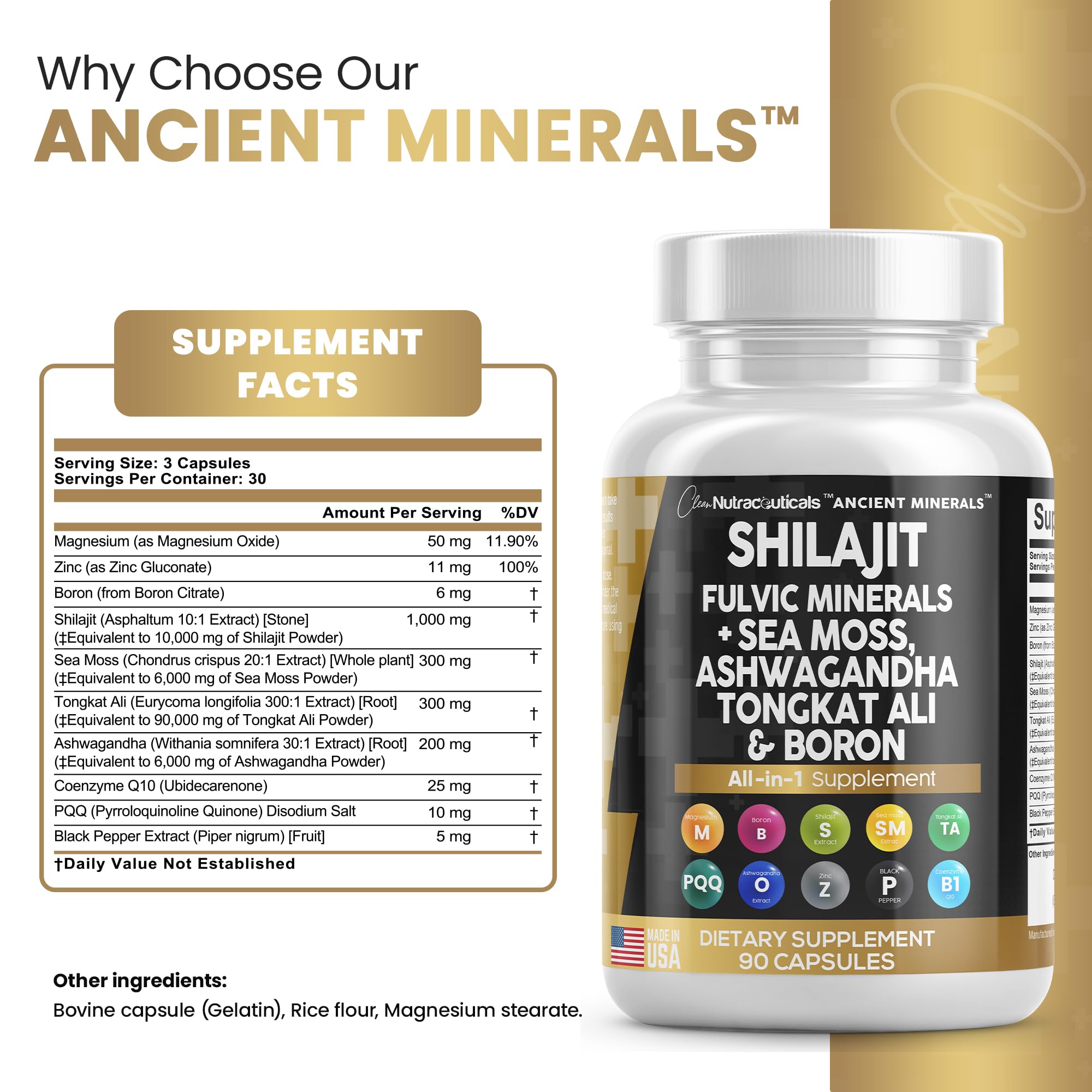 Pure Shilajit Supplement 10,000mg Himalayan w Sea Moss 6000mg Clean Nutraceuticals buy supplements canada