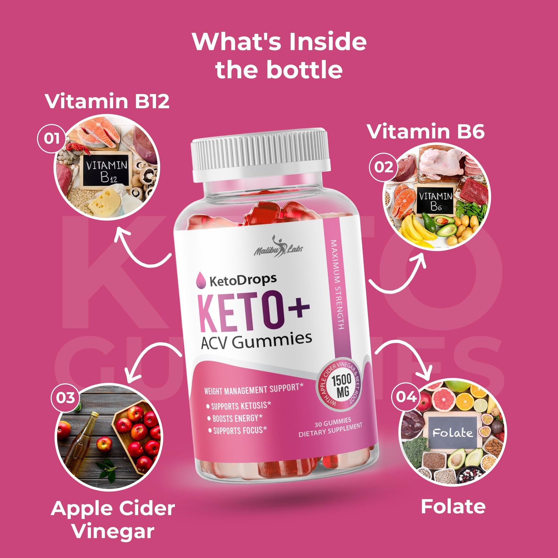 Keto Drops ACV Gummies Weight Loss - 1500mg Once a Day, Strong Time Released Malibu Labs buy supplements canada