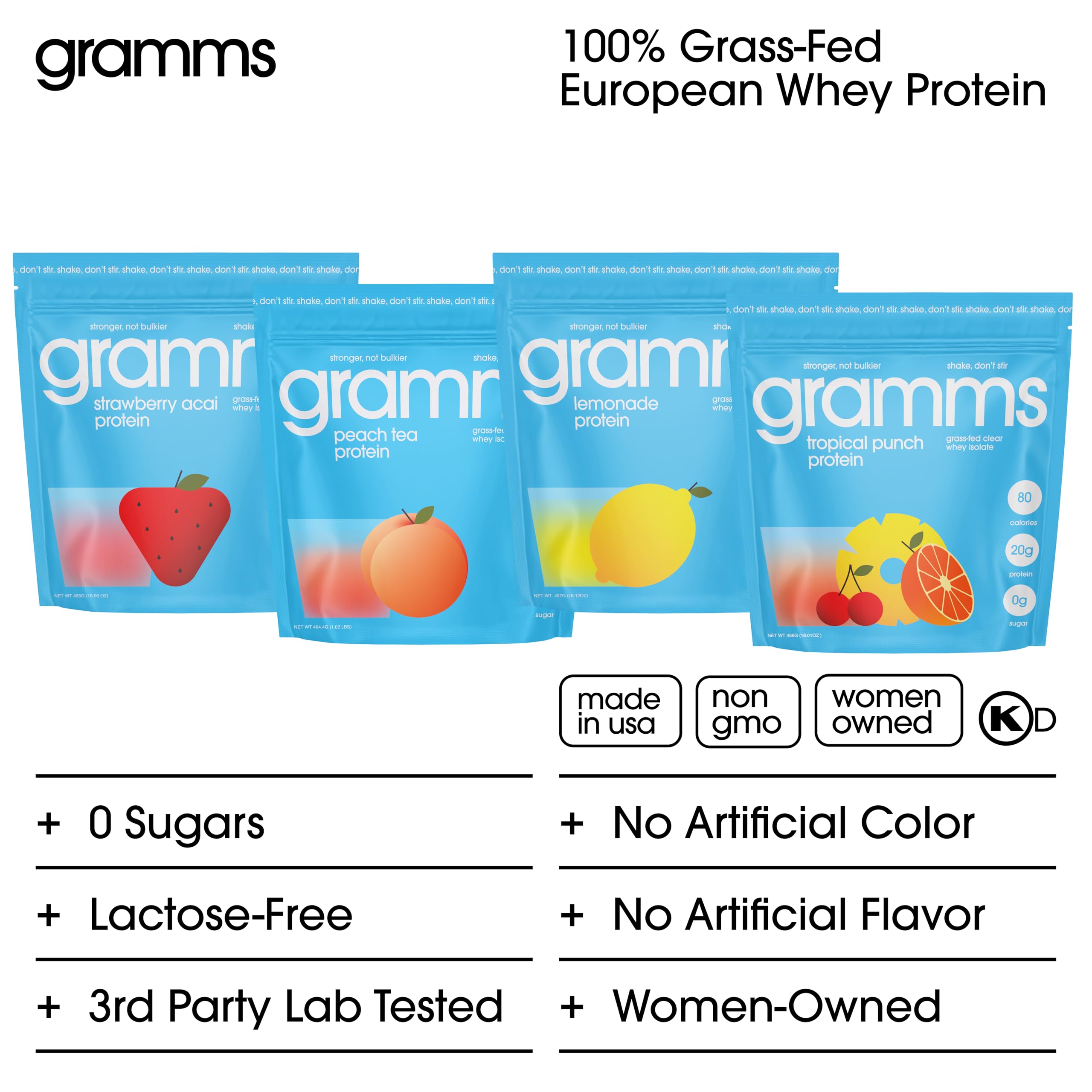 GRAMMS Clear Protein Powder Packets 20G Protein for Women & Men | Lactose Free, Grass-Fed Whey Isolate, Gluten Free, Zero Sugar, Gut Friendly, Non-Bloating GRAMMS buy supplements canada