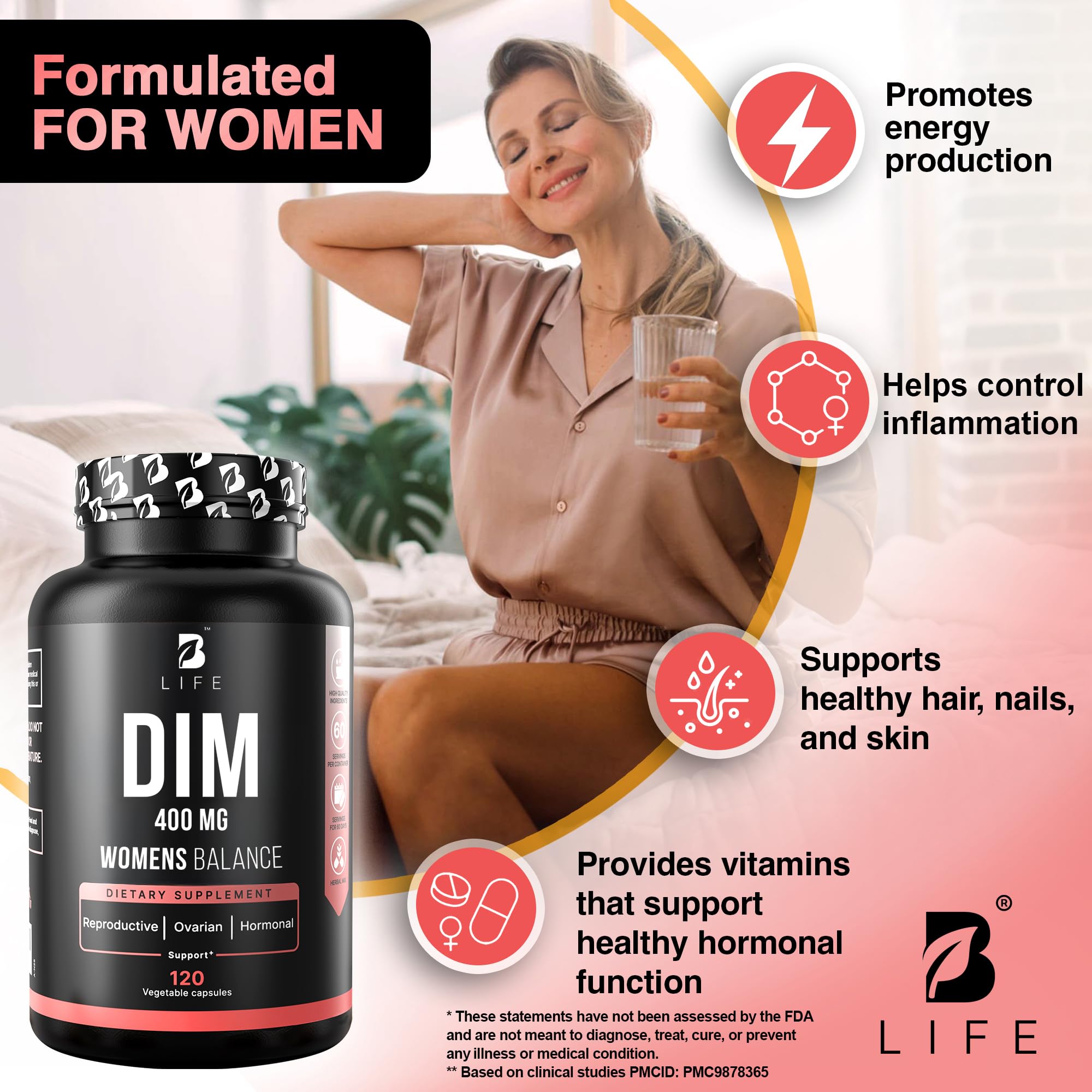 B Life Company DIM Supplement 400 mg with Myo & D-Chiro Inositol, Dong Quai – Hormone Balance for Women – Fertility Supplements – Inositol Supplement - 120 Caps B Life Company buy supplements canada