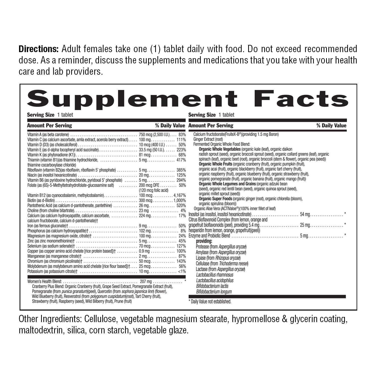 Country Life Women’s Core 1 Daily Multivitamin with Iron, Cranberry, Probiotics, and Digestive Enzymes-Certified Gluten-Free Formula for Energy, Immune Support and Complete Digestive Health,60 Tablets Country Life buy supplements canada