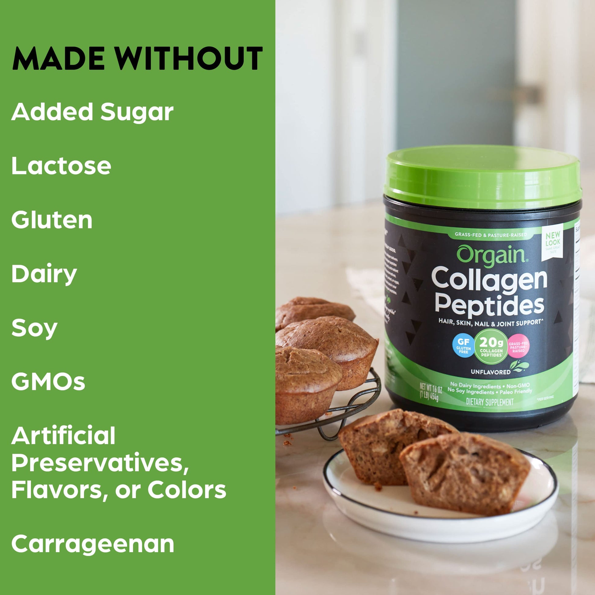 Orgain Hydrolyzed Collagen Peptides Powder, 20g Grass Fed Collagen - Hair, Skin, Nail Orgain buy supplements canada