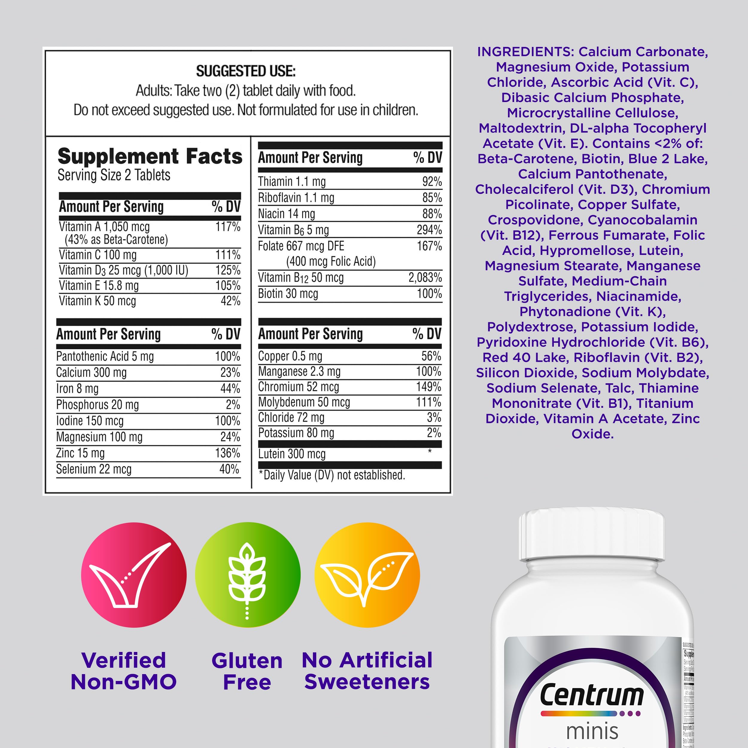 Centrum Minis Silver Women's Multivitamin for Women 50 Plus, Multimineral Supplement with Vitamin D3, B Vitamins, Non-GMO Ingredients Centrum buy supplements canada