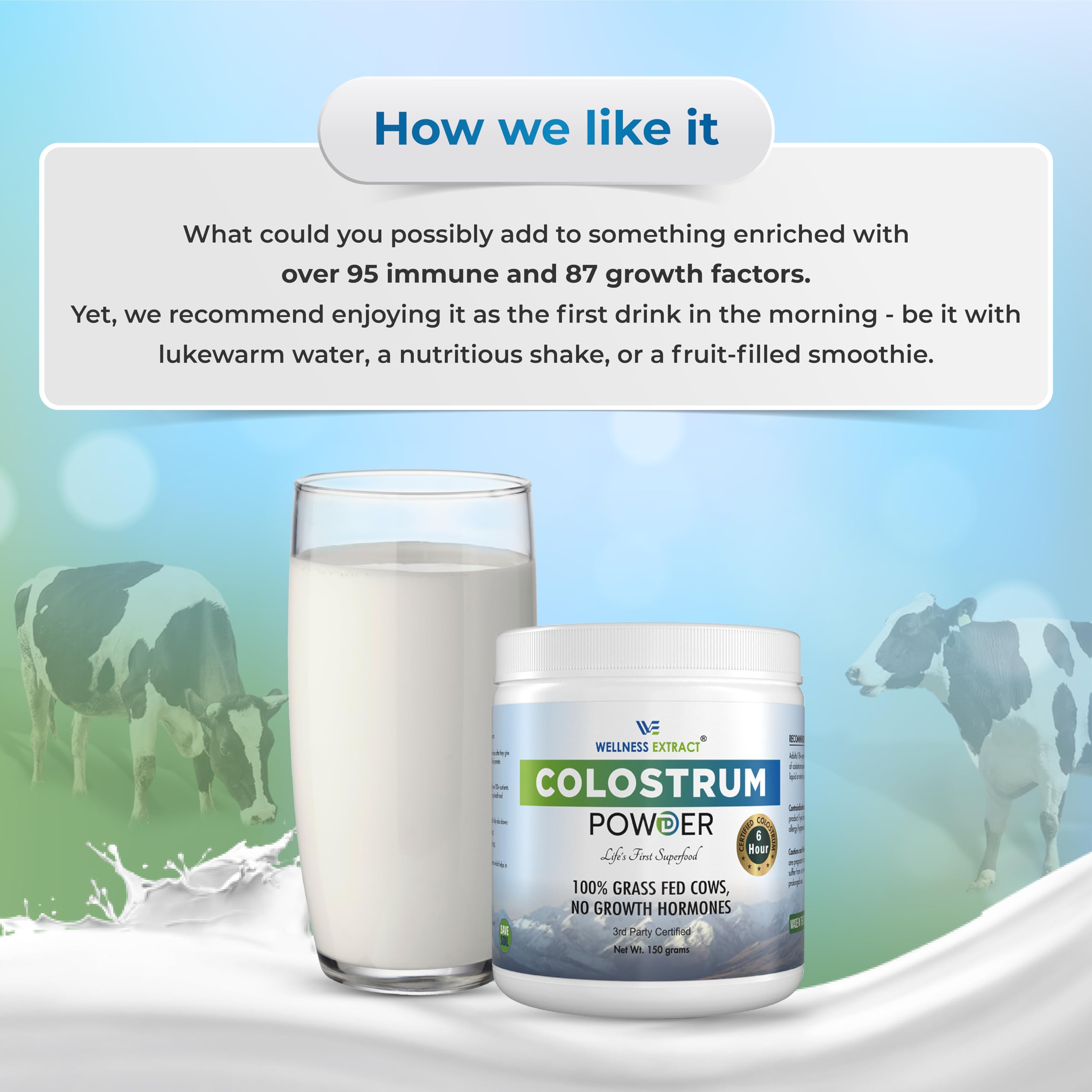 WELLNESS EXTRACT Bovine Colostrum Powder Rich in Protein & Lactoferrin- The True Certified Supplement for Immune Support, Gut Health, Muscle Growth - 150g WELLNESS EXTRACT buy supplements canada