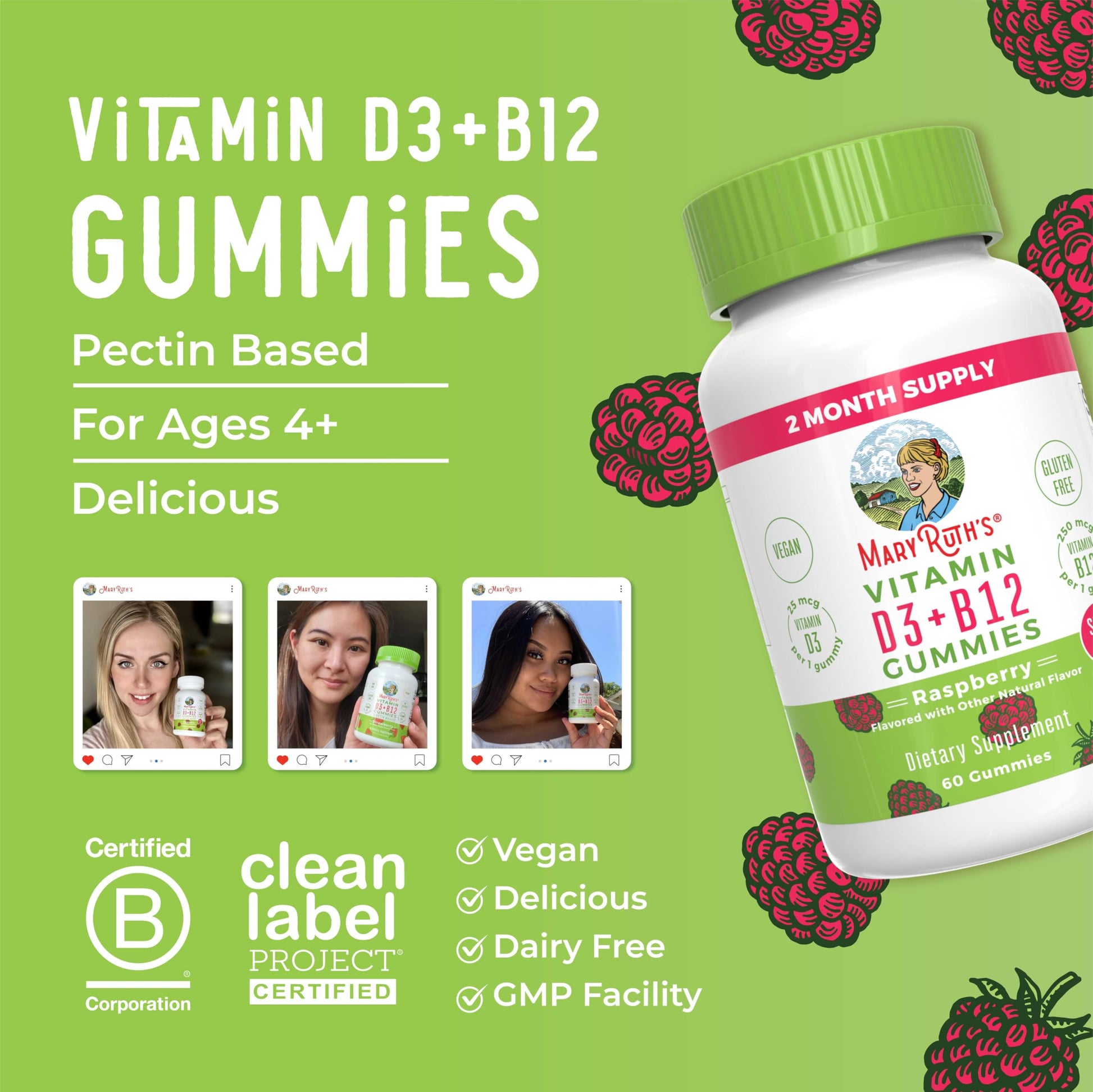 MaryRuth Organics Sugar Free | 2 Month Supply | Vitamin D & B12 Vitamin Supplements for Adults & Kids | Bone Health | Immune Support | Vegan | Non-GMO | 60 Servings MARYRUTH'S buy supplements canada
