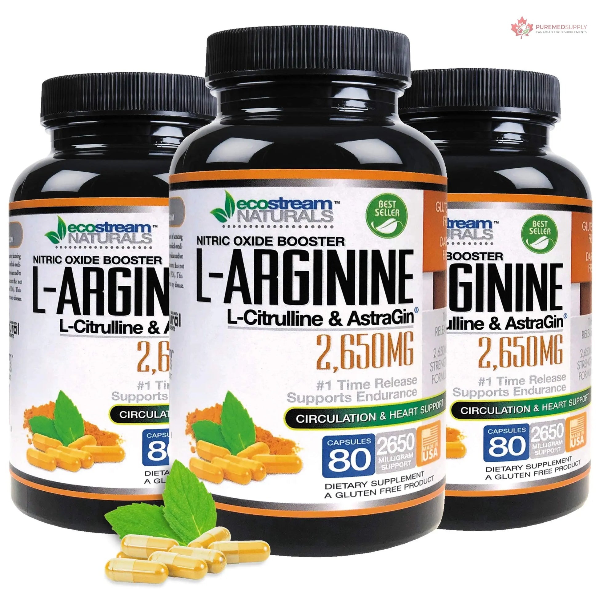 ecostream Naturals MAX 2650mg Nitric Oxide Booster L-Arginine - L-Citruline and Astragin - Time Release 2650 MAX Formula ecostream Naturals buy supplements canada