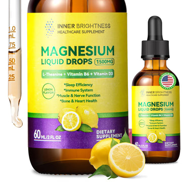 Magnesium Glycinate Liquid Drops 1500mg with Magnesium Citrate & Taurate, L-Theanine, Vitamin D3, B6 - Supports Calm, Sleep, Muscle Relaxation, Leg Cramps & Energy, Lemon Flavor, 60 mL Inner Brightness buy supplements canada