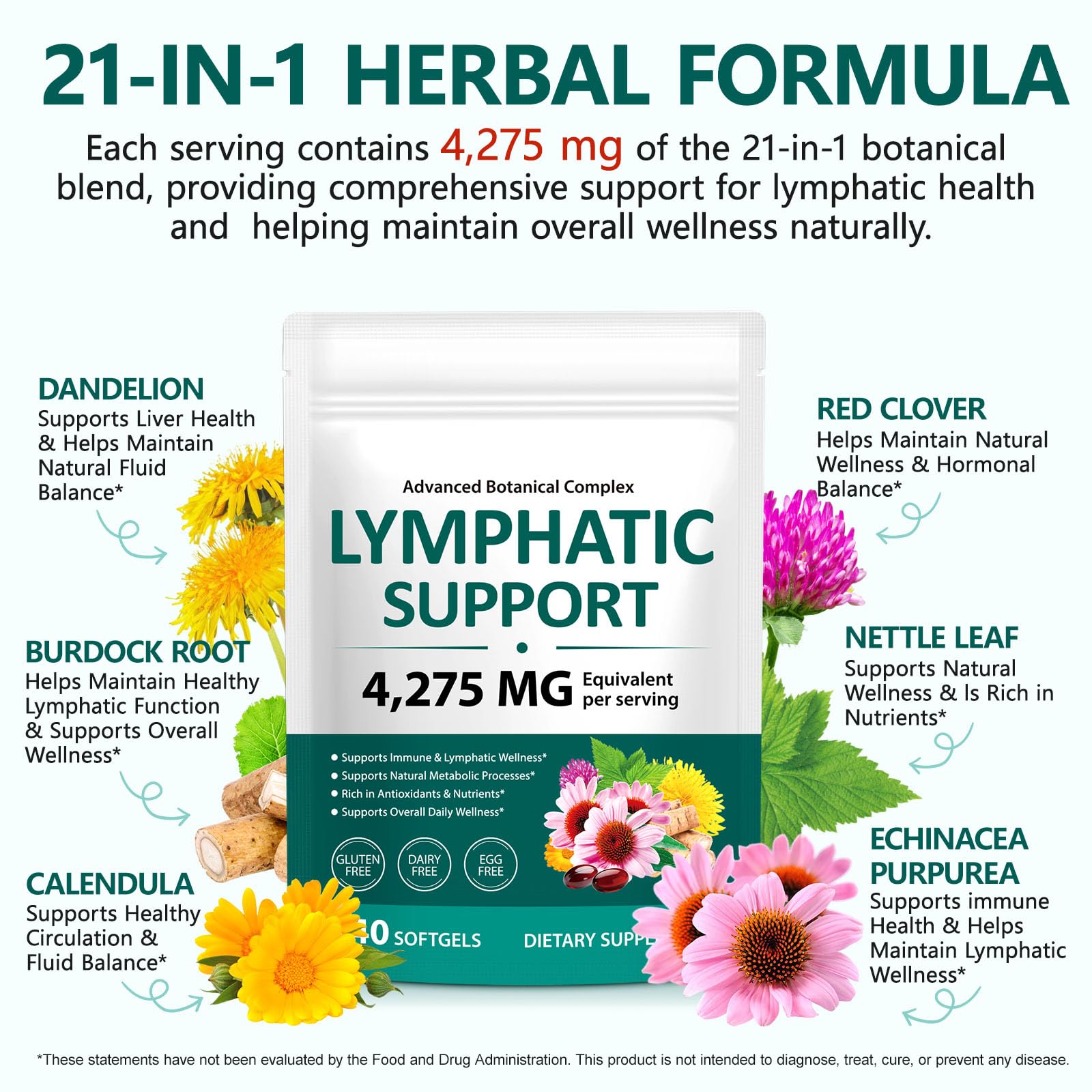 chenyayun Lymphatic Drainage Supplements, 240 Softfels, 21-in-1 Natural Herbal Blends with Echinacea, Dandelion, Burdock Root for Lymph System, Immune Support, Cleanse, Less Swelling/Bloating chenyayun buy supplements canada