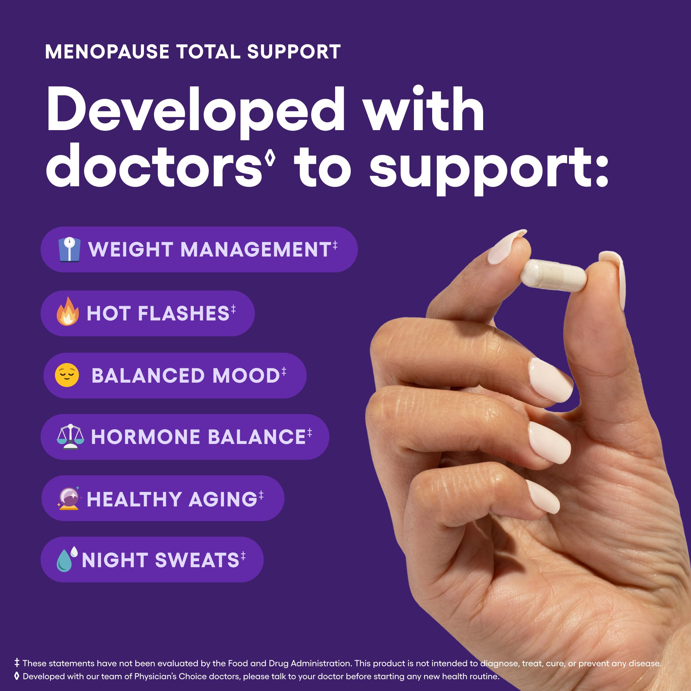 Physician's CHOICE Menopause Probiotic Supplement for Women - Supports Hormone Balance, Hot Flashes, Night Sweats, Weight Management, Bloating & Gut Health - with Black Cohosh, Resveratrol+ - 45ct Physician's CHOICE buy supplements canada