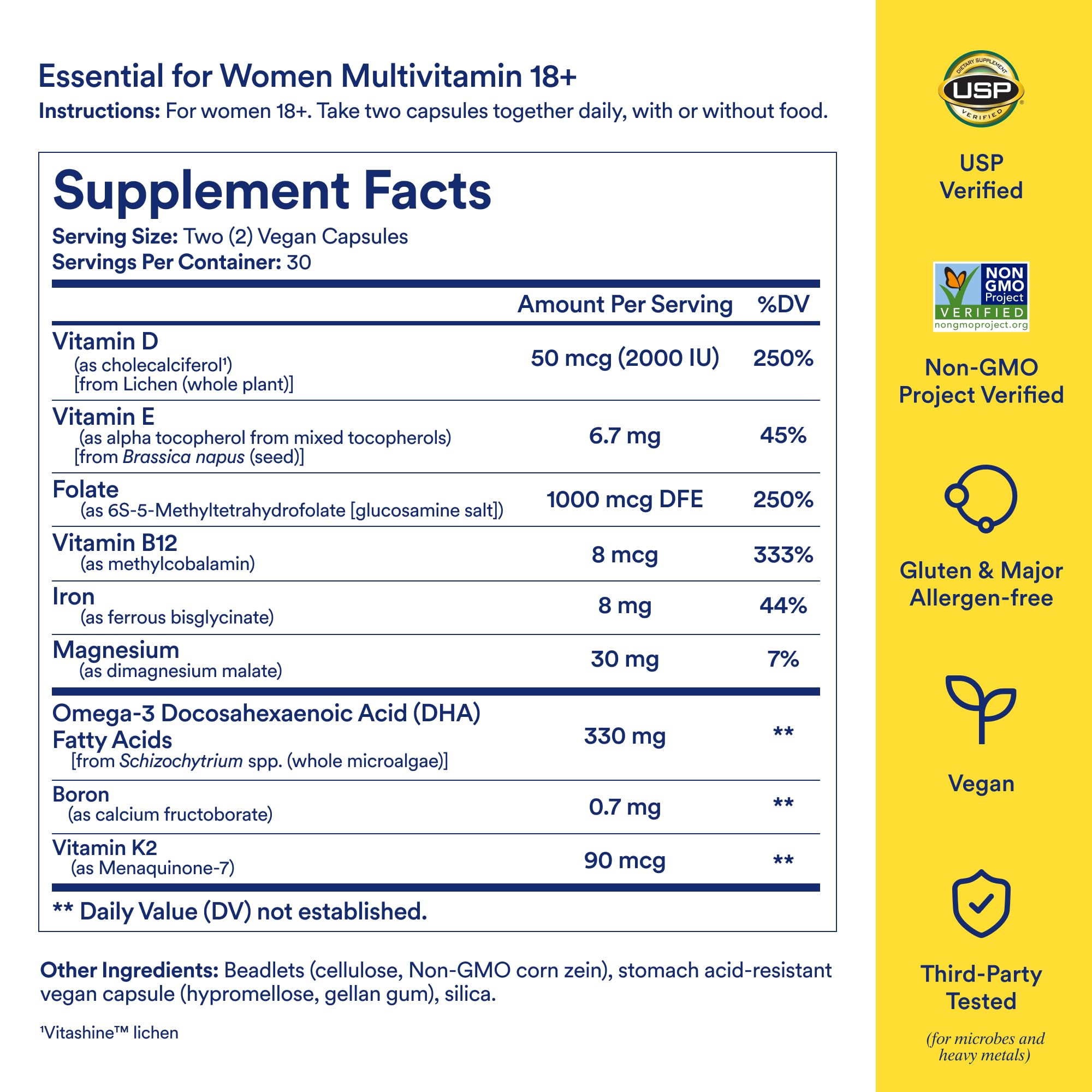 Ritual Multivitamin for Women 18+ with Vitamin D3 for Immune Support*, Vegan Omega 3 DHA, B12, Iron, Gluten Free, Non GMO, USP Verified, Mint, 30 Day Supply, 60 Capsules Ritual buy supplements canada
