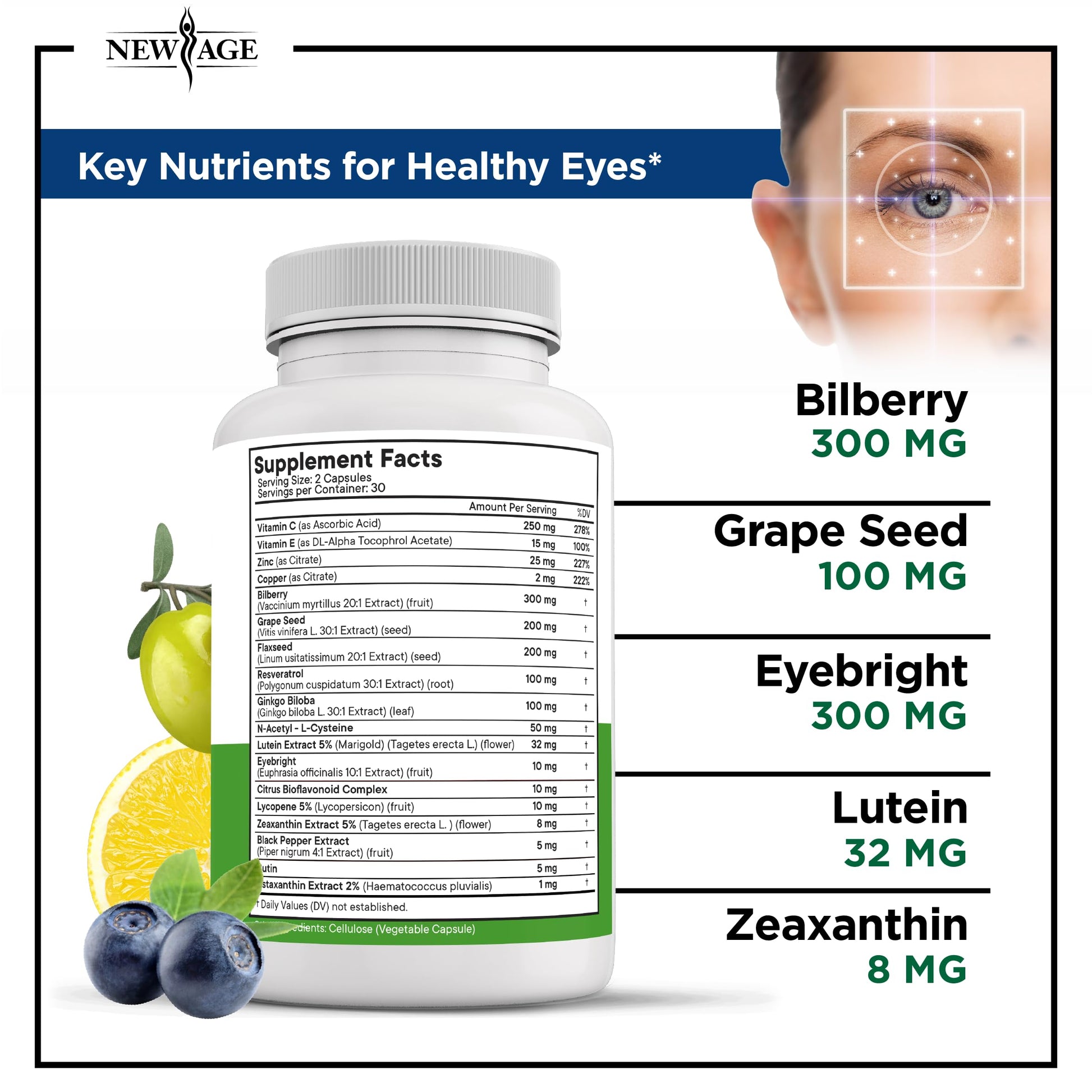 NEW AGE AREDS 2 Eye Vitamins - Lutein, Zeaxanthin, Bilberry, Astaxanthin Mineral Vision Supplement - 180 Count NEW AGE buy supplements canada