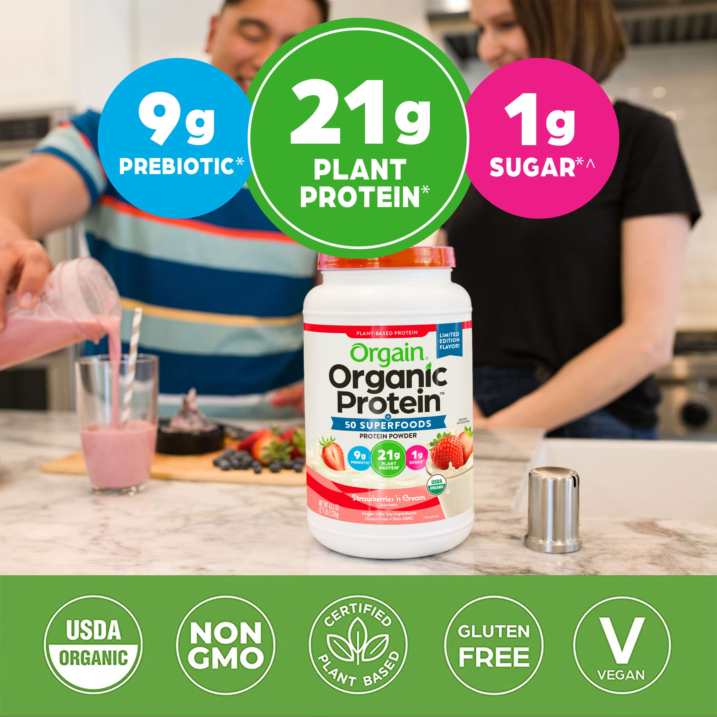Orgain Organic Vegan Protein Powder + 50 Superfoods, Strawberries and Cream Orgain buy supplements canada