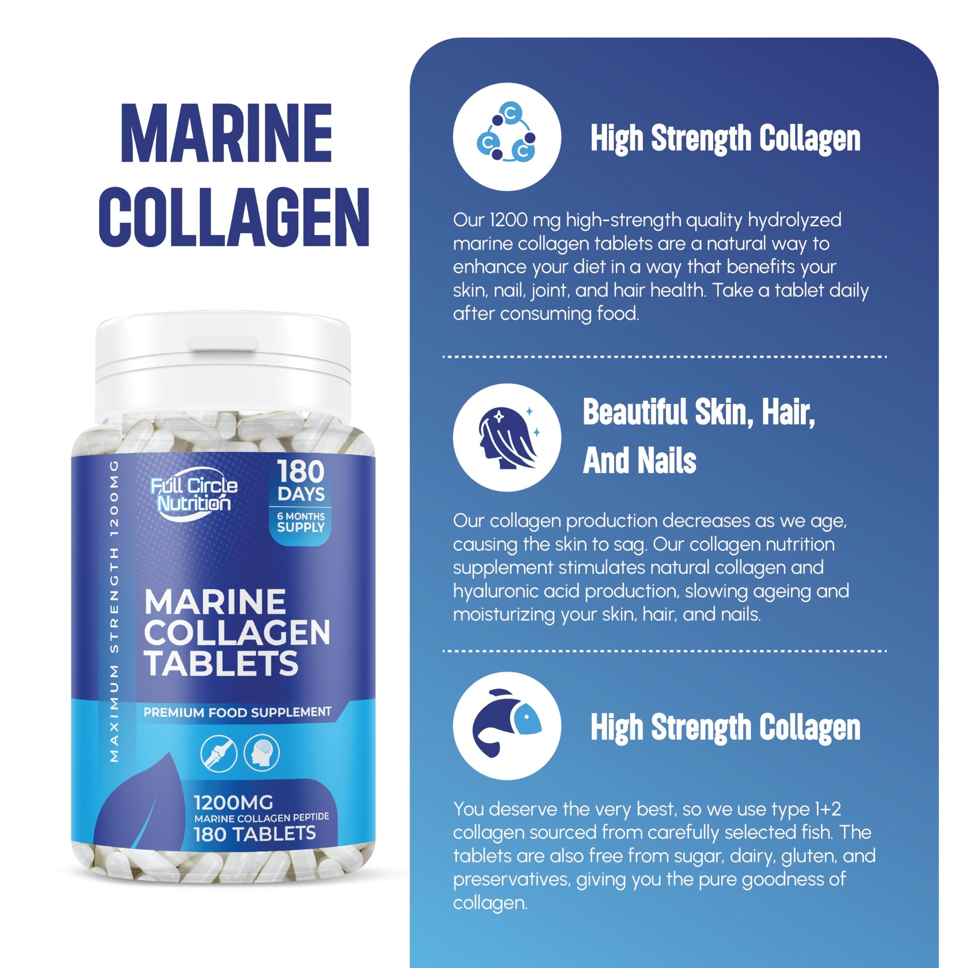 Marine Collagen Tablets 1200MG - 2400MG - 180 Days Supply Generic buy supplements canada