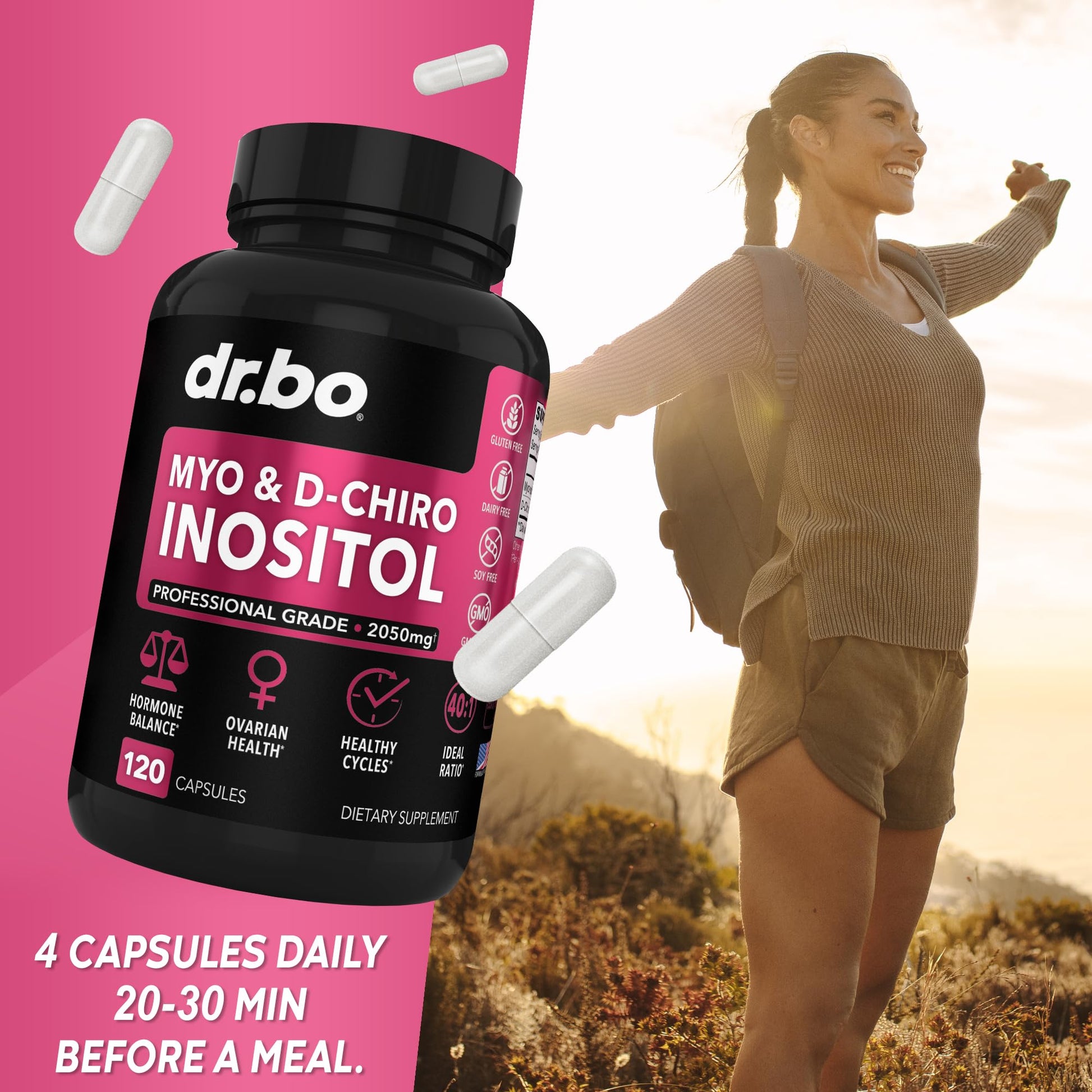 Myo-Inositol & D-Chiro Inositol Supplement Capsules - 40:1 Ratio Hormone Balance DR. BO buy supplements canada