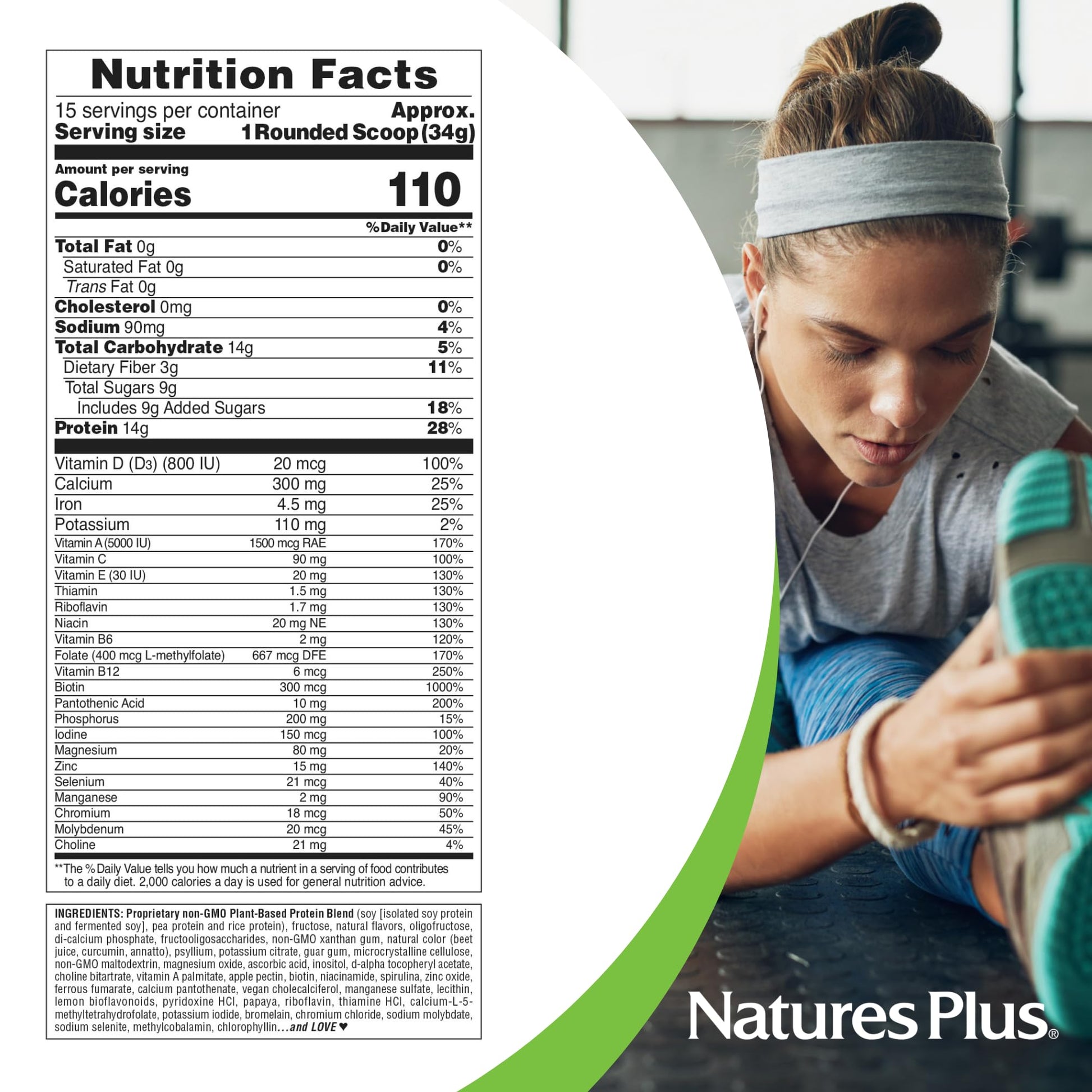NaturesPlus SPIRU-TEIN, Peaches & Cream - 1.12 lb - Plant-Based Protein Powder - Vitamins & Minerals for Energy - Vegetarian, Gluten Free - 15 Servings NaturesPlus buy supplements canada