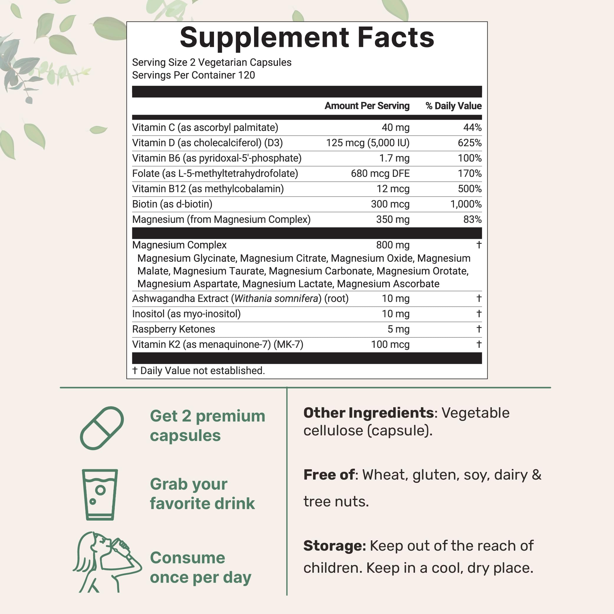 Magnesium Complex for Women, 240 Vegetarian Capsules | 20-in-1 Formula - Magnesium Blend with Vitamin D3, K2 Micro Ingredients buy supplements canada