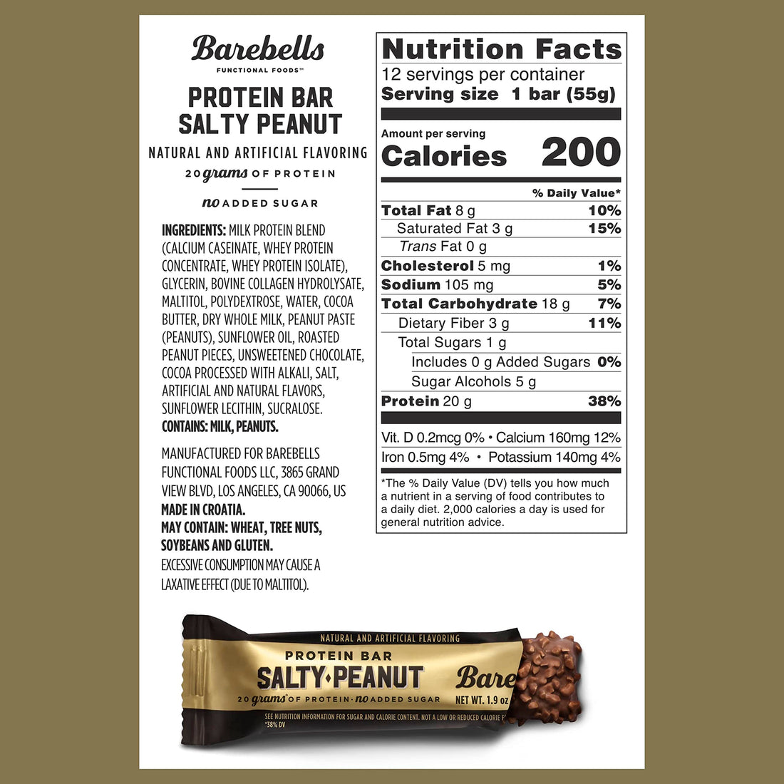 Barebells Salty Peanut Protein Bars, 12 Count - 20g Protein, 1g Sugar Snack Bars BAREBELLS buy supplements canada