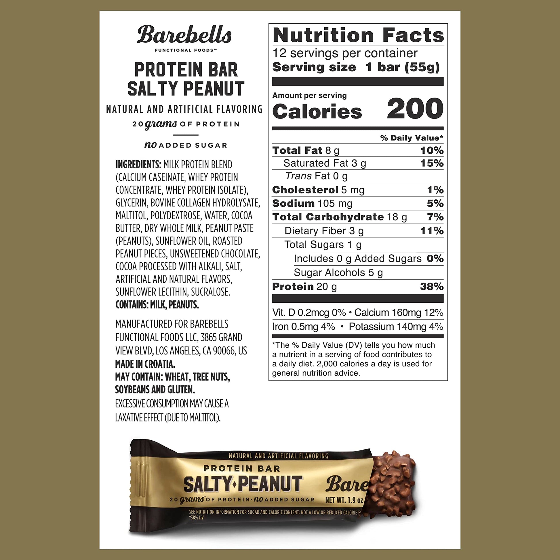 Barebells Salty Peanut Protein Bars, 12 Count - 20g Protein, 1g Sugar Snack Bars BAREBELLS buy supplements canada