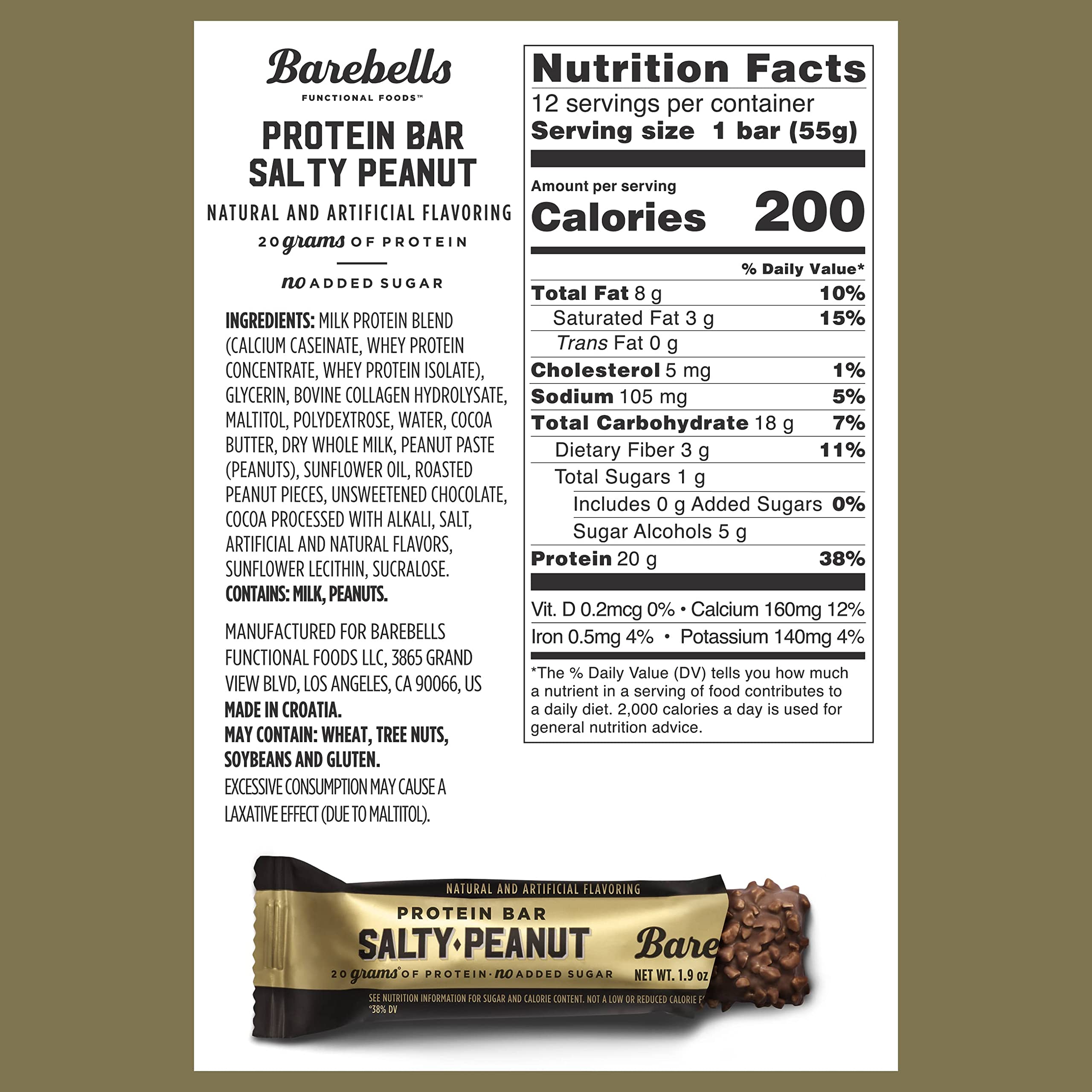 Barebells Salty Peanut Protein Bars, 12 Count - 20g Protein, 1g Sugar Snack Bars BAREBELLS buy supplements canada