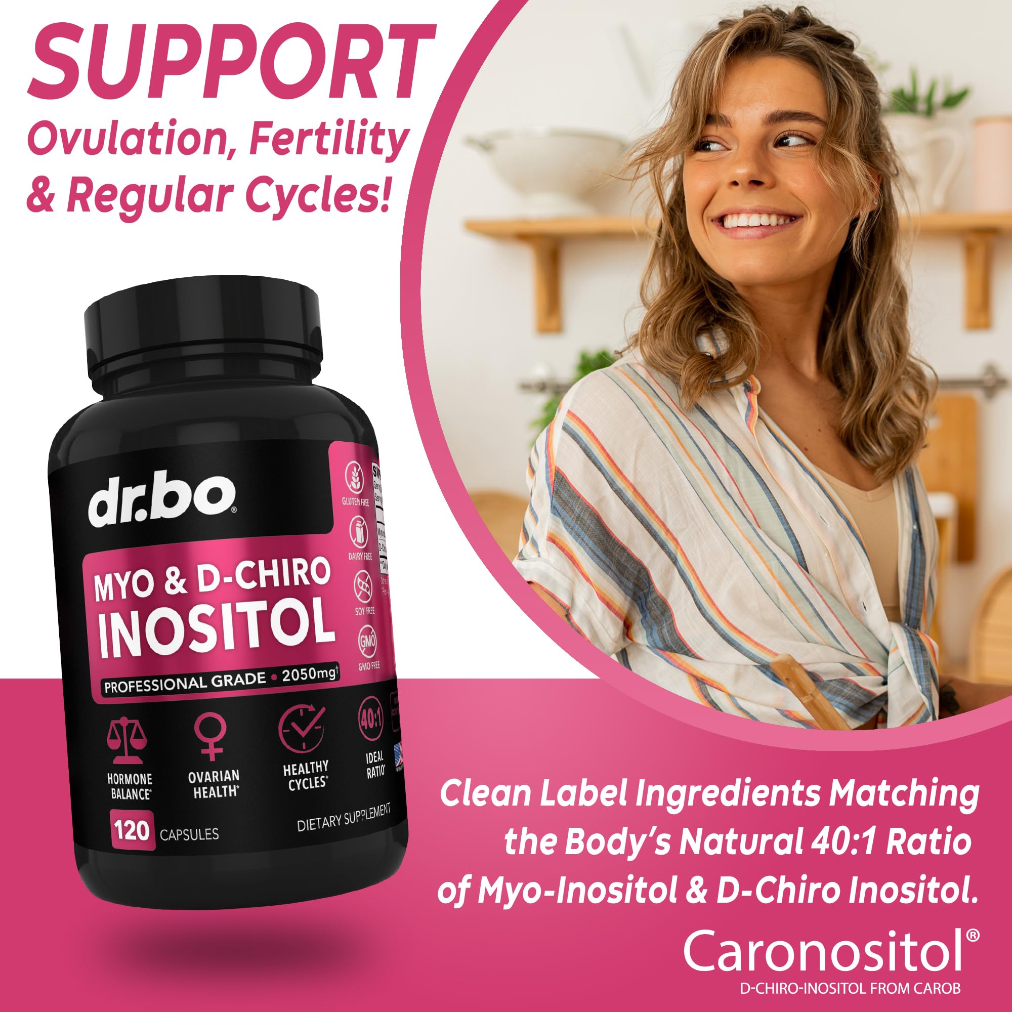Myo-Inositol & D-Chiro Inositol Supplement Capsules - 40:1 Ratio Hormone Balance DR. BO buy supplements canada