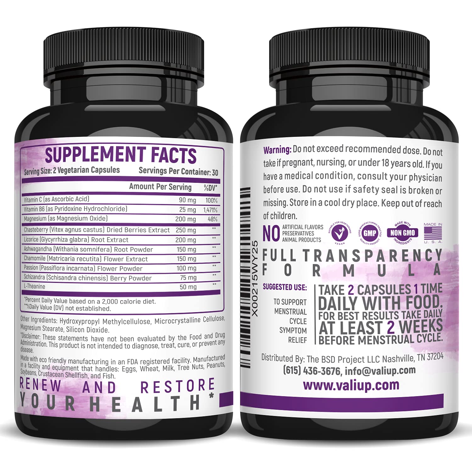 VALI Renew PMS Relief Supplement. Women’s Menstrual Cycle Support. Herbal Formula VALI buy supplements canada